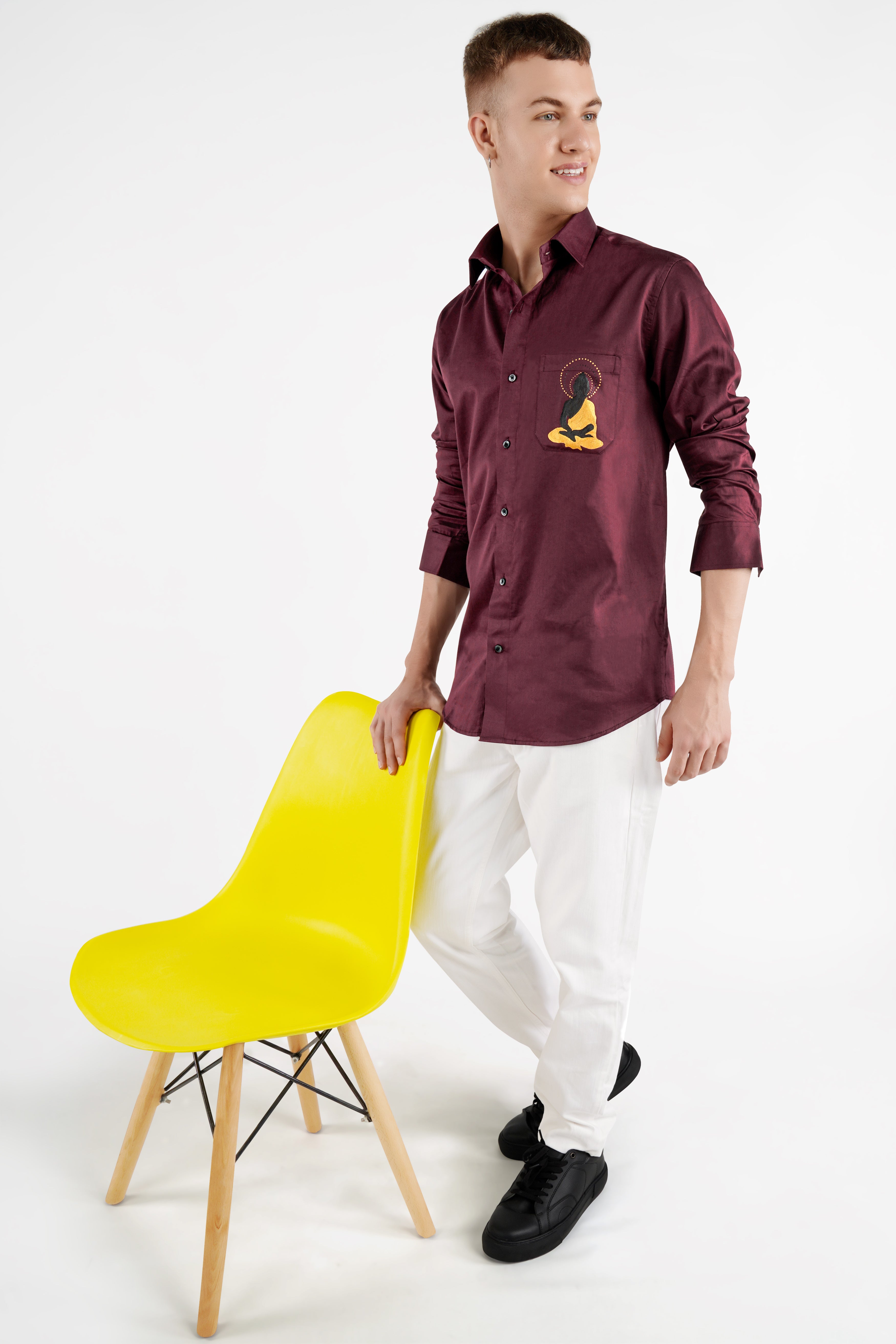 Crater Brown Lord Buddha Hand Painted Super Soft Premium Cotton Designer Shirt