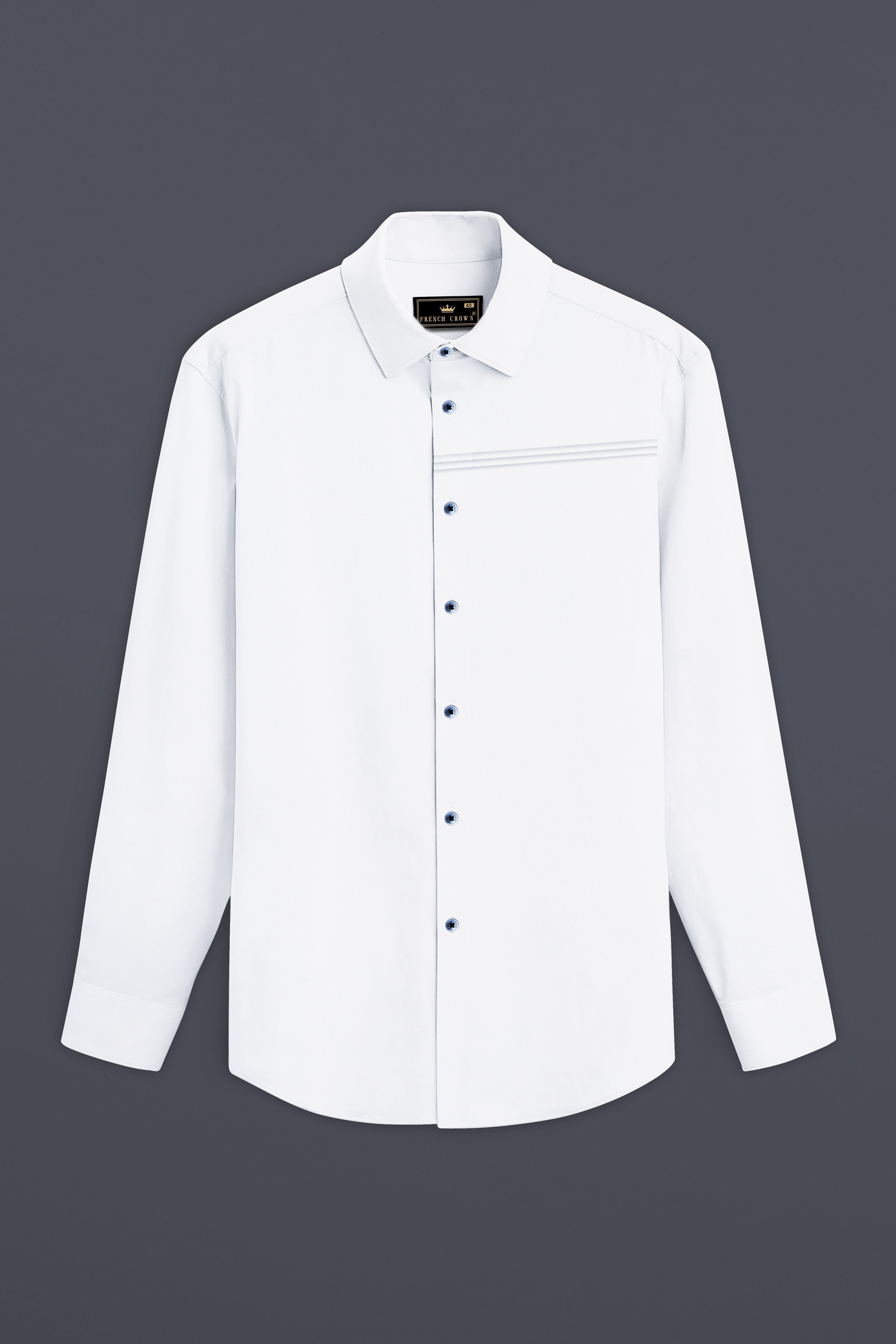 Bright White Subtle Sheen Subtle Patterned Premium Giza Cotton Shirt