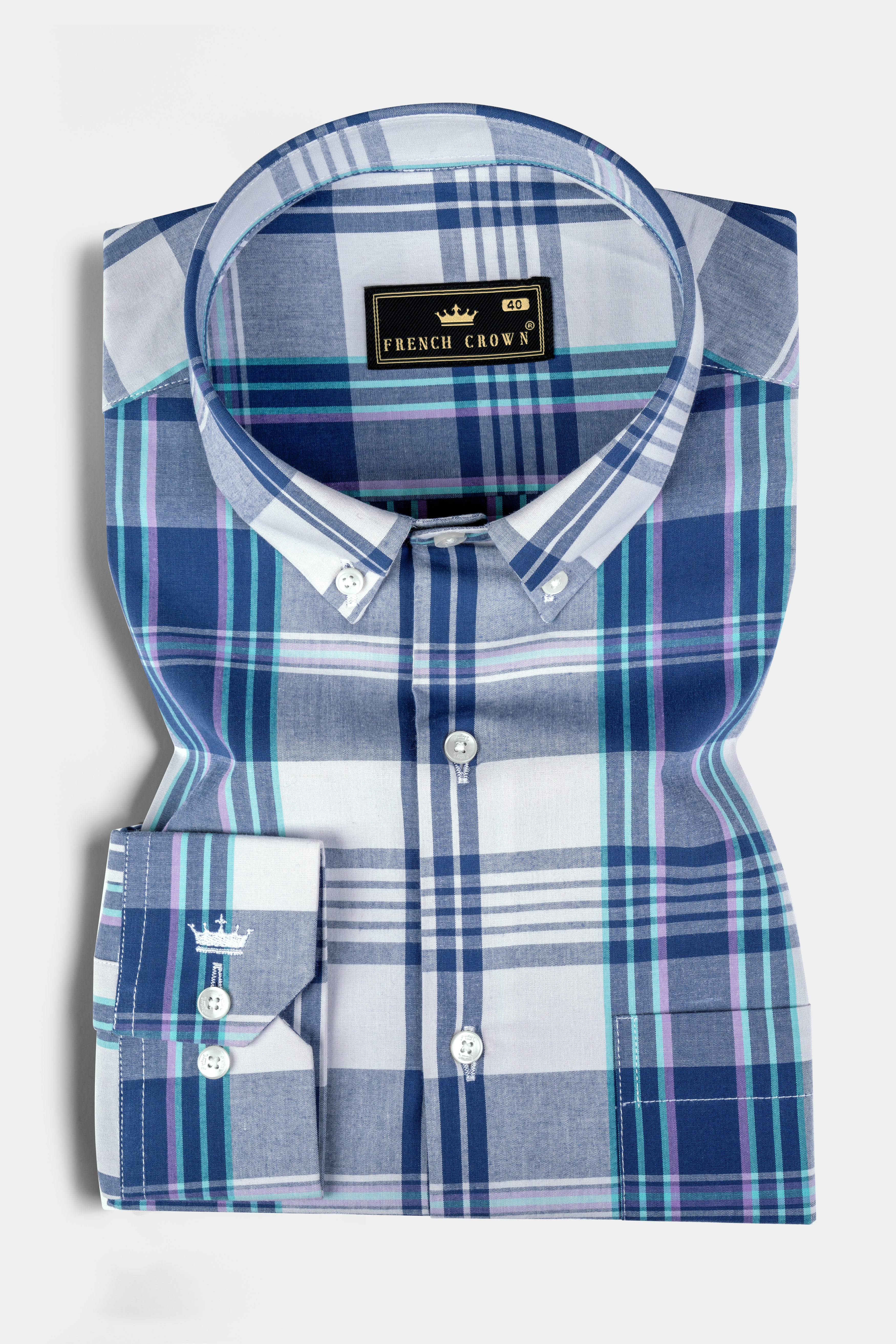 Gray with Blue tonal Plaid Premium Cotton Shirt