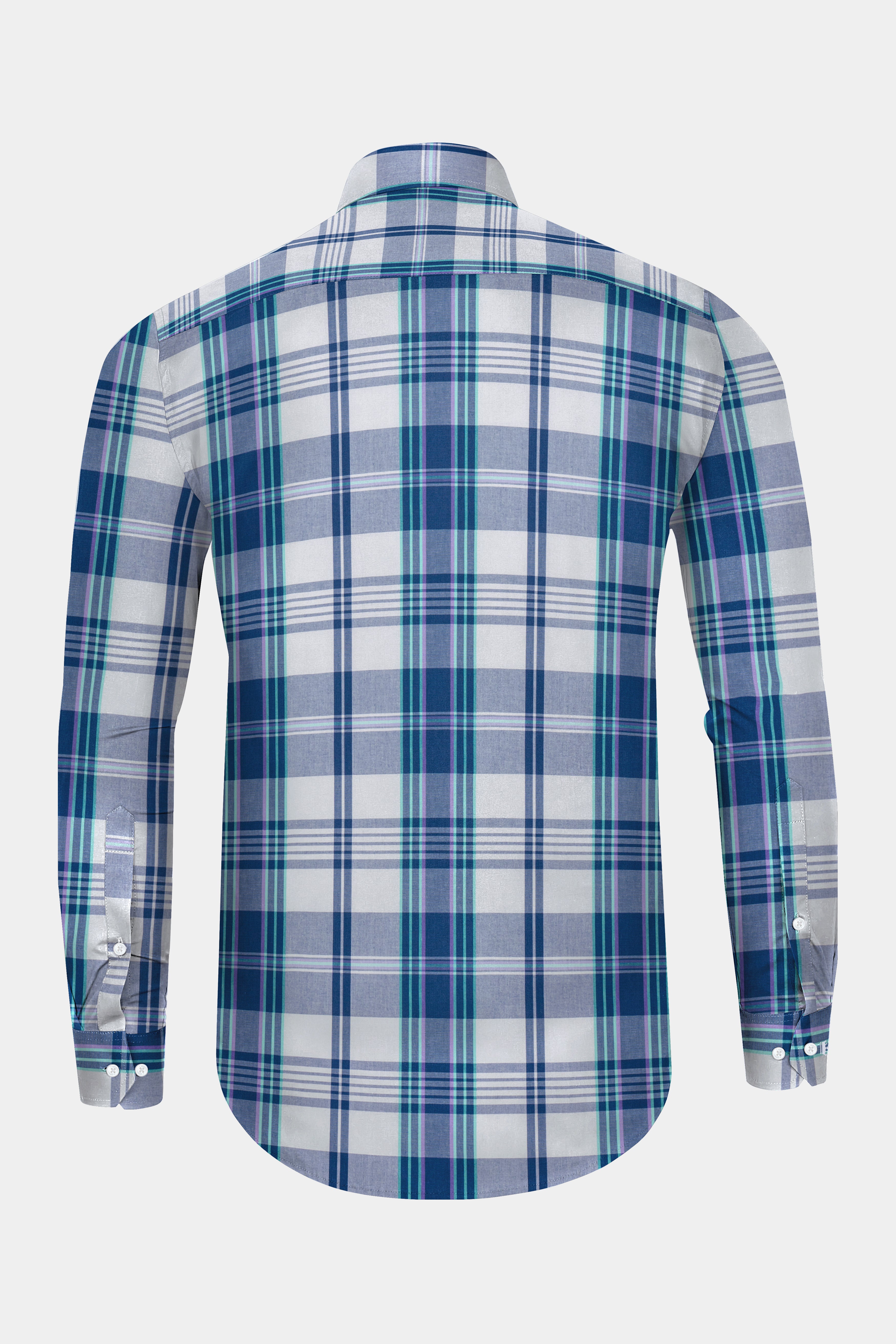 Gray with Blue tonal Plaid Premium Cotton Shirt