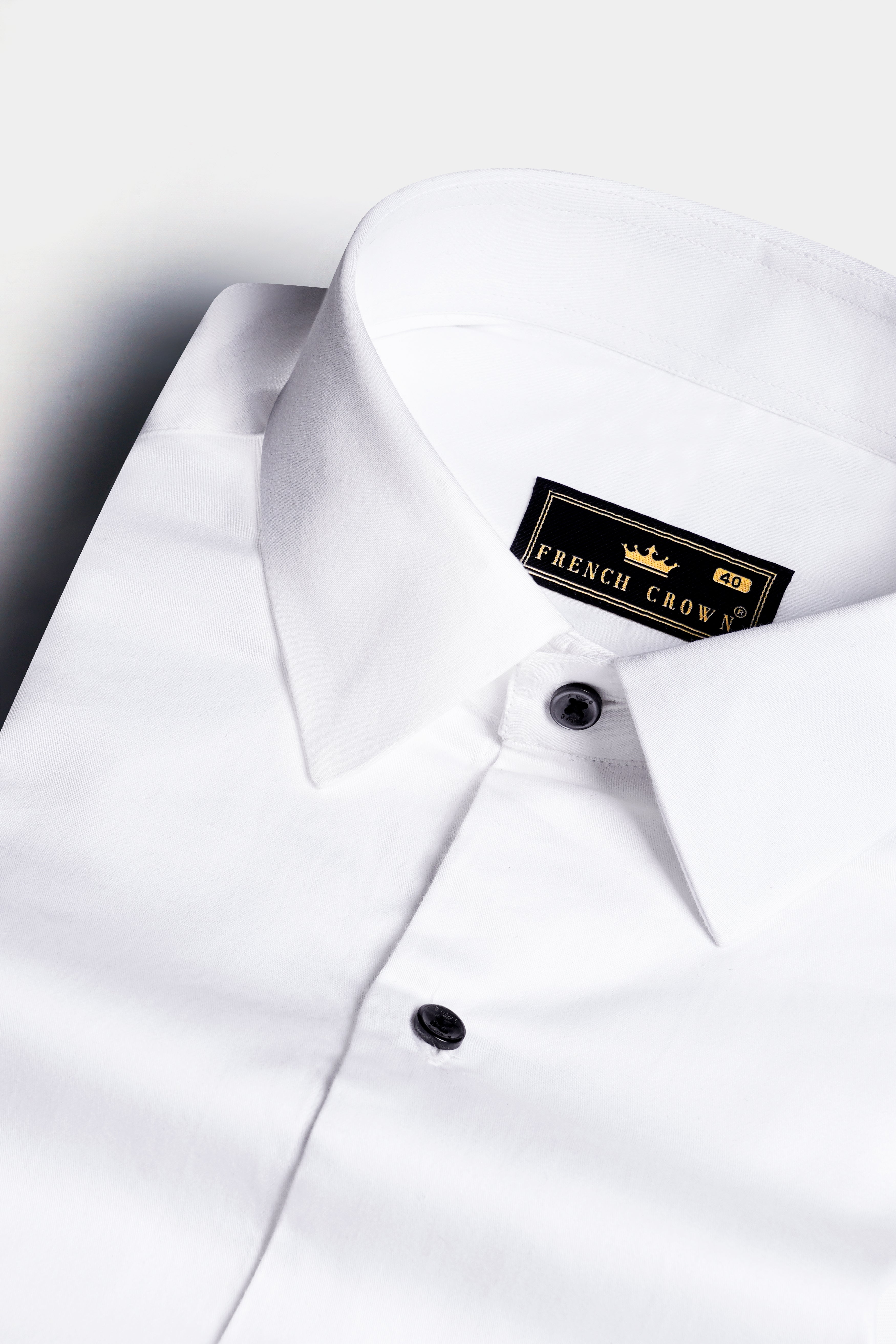 Bright White with Salomie and Black Subtle Sheen Piping Premium Cotton Shirt