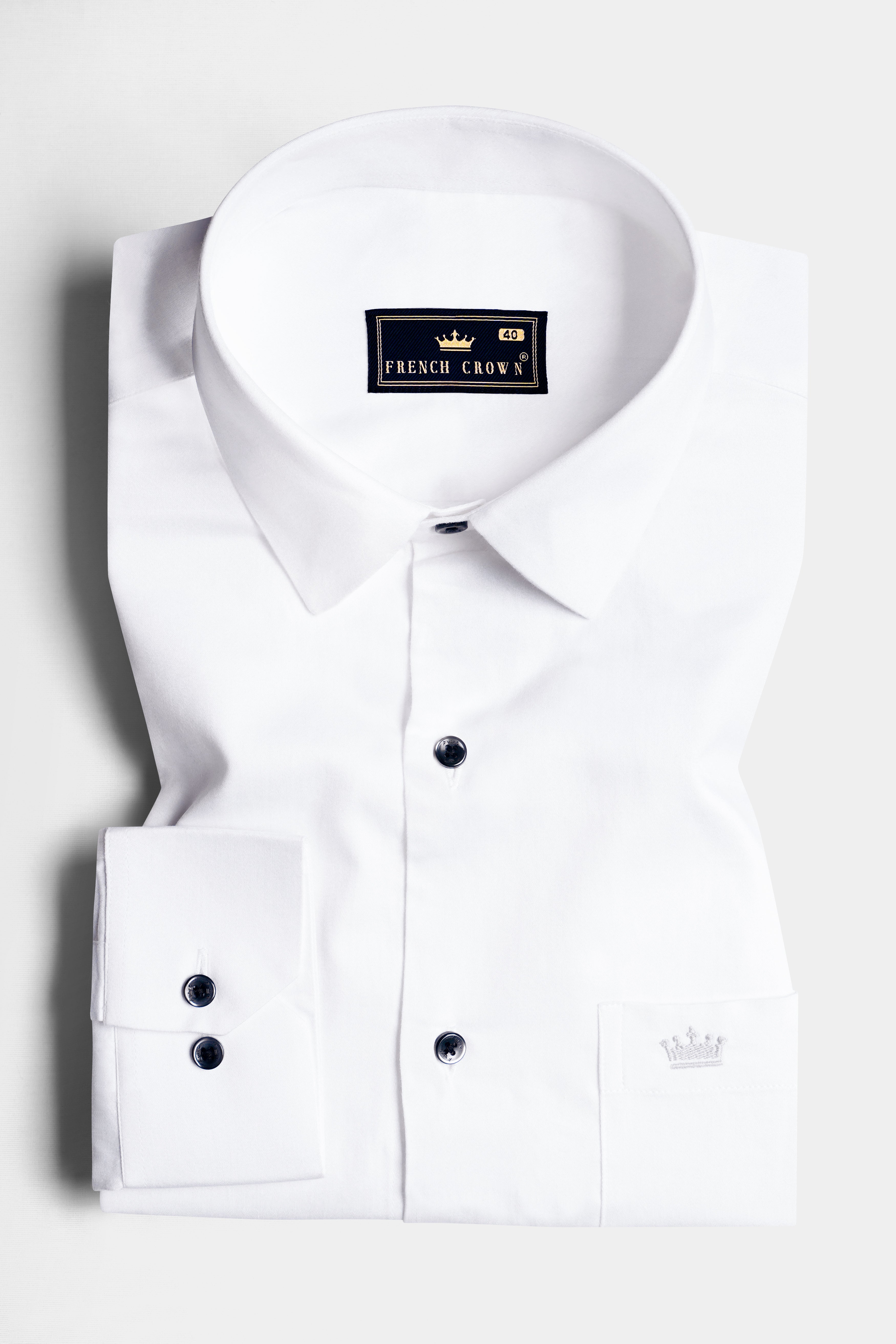 Bright White with Salomie and Black Subtle Sheen Triple Stripes Premium Cotton Shirt