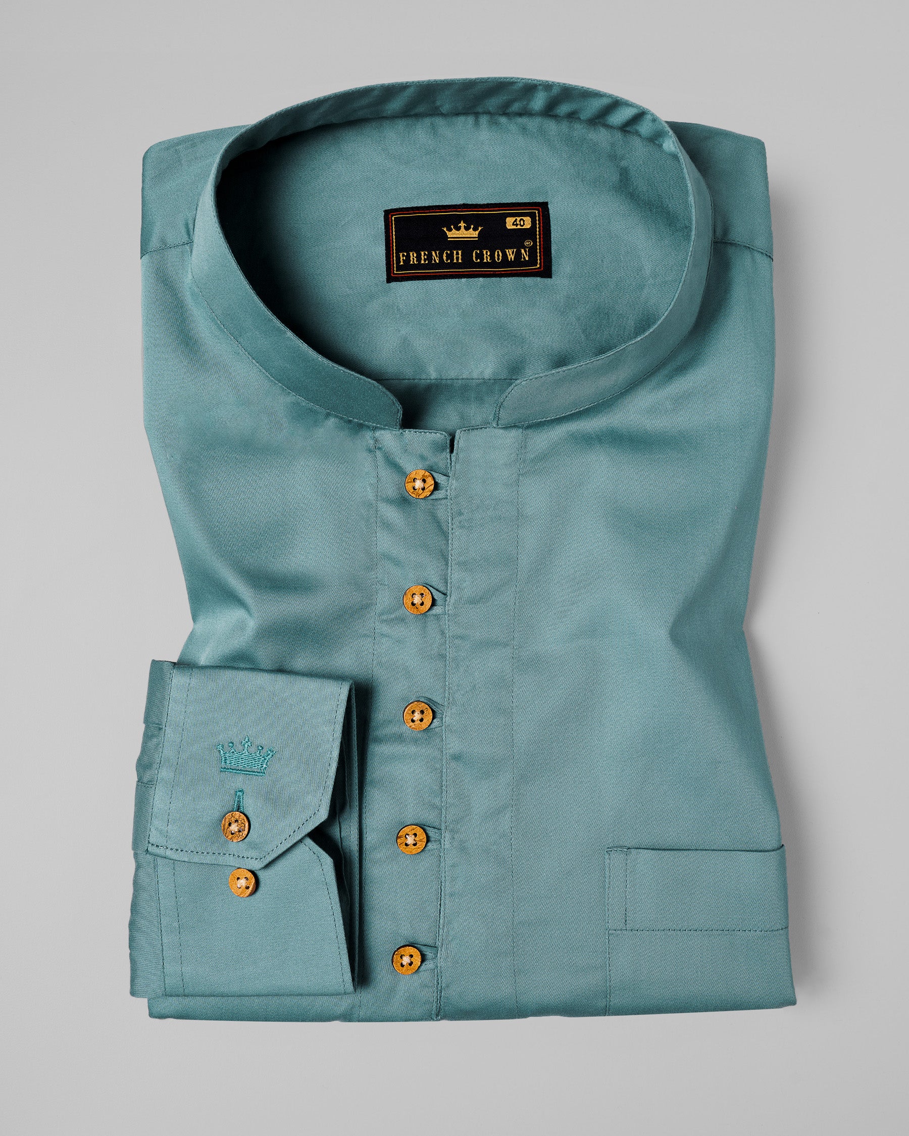 Nevada Blue Premium Cotton Kurta Style Shirt