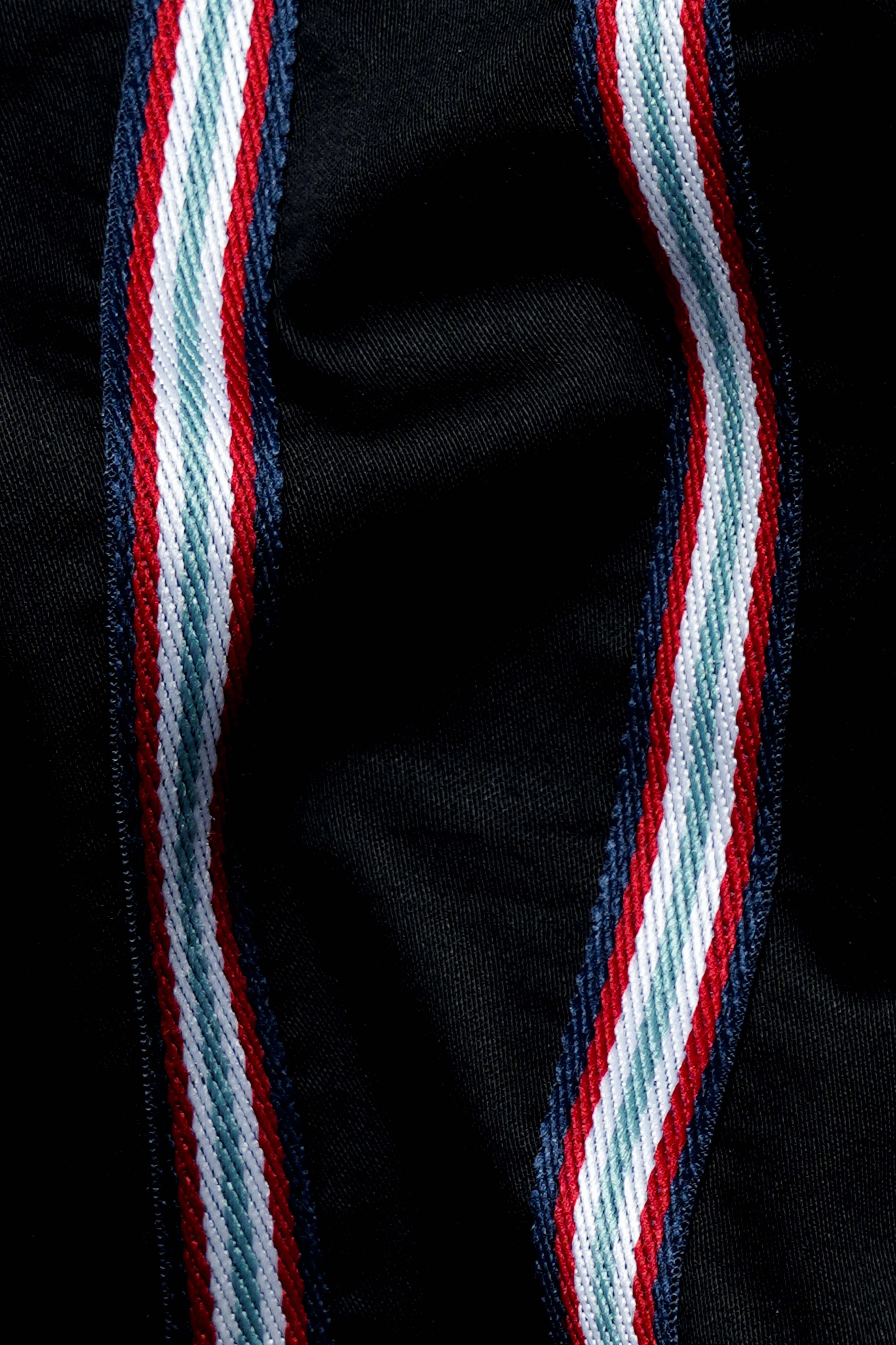 Jade Black with Carmine Red and Trimming Patterned Premium Satin Shirt