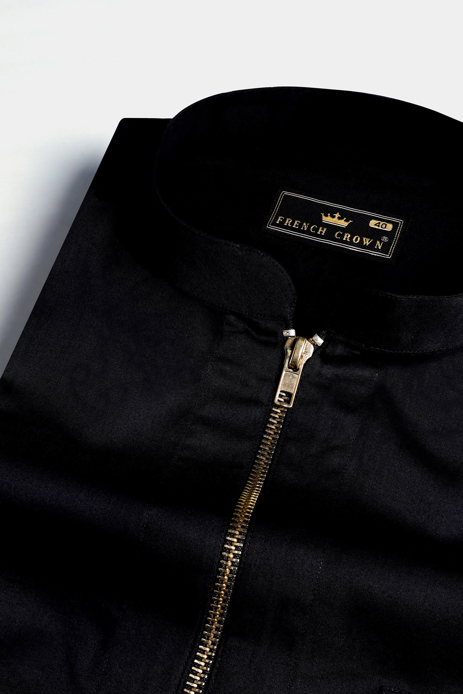 Jade Black Zipper Closure Premium Cotton Shirt