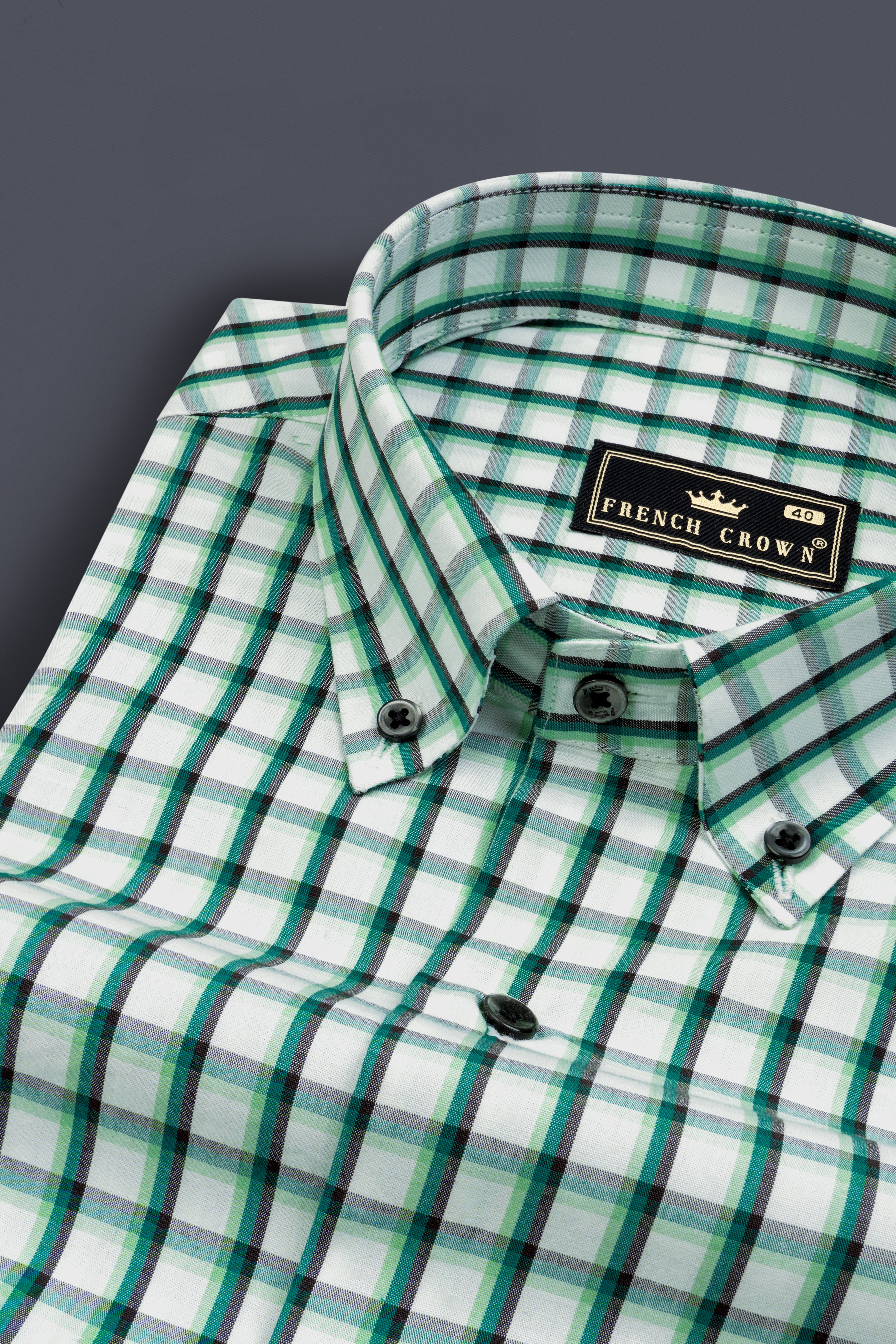 Observatory Green windowpane Premium Oxford Shirt