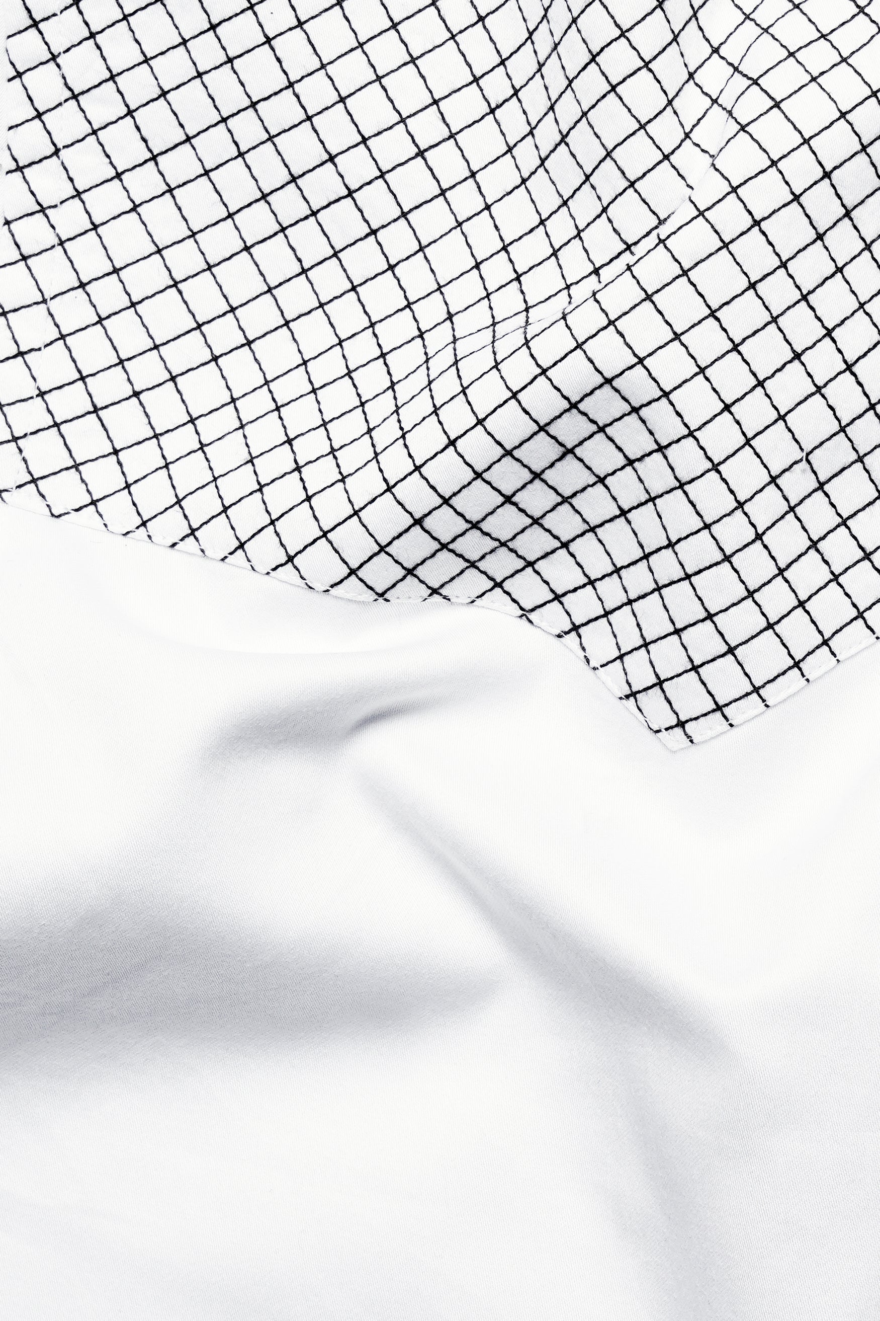 Bright white with Black Subtle Sheen thread art Premium Satin Shirt