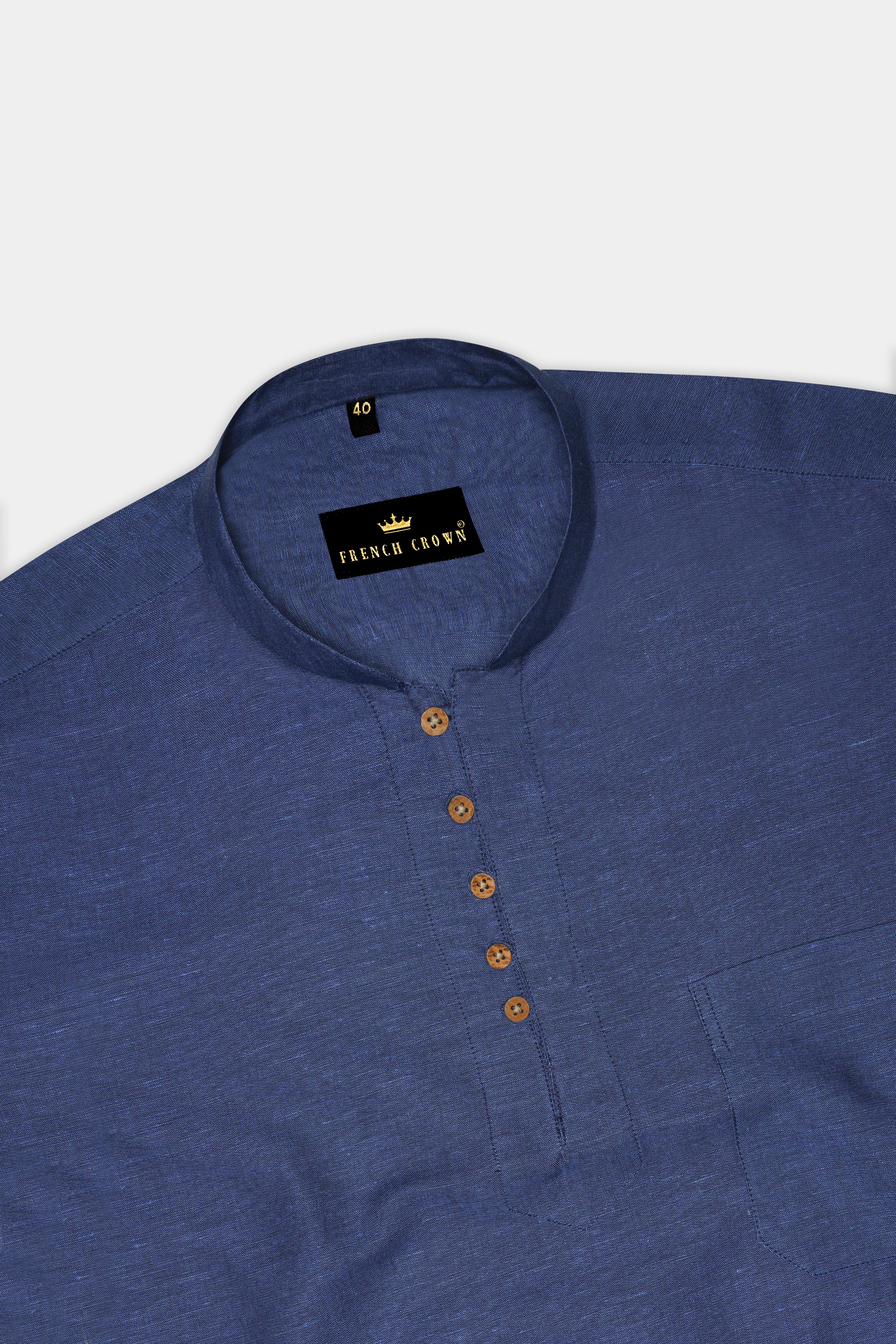 Comet Blue Luxurious Linen Kurta Shirt