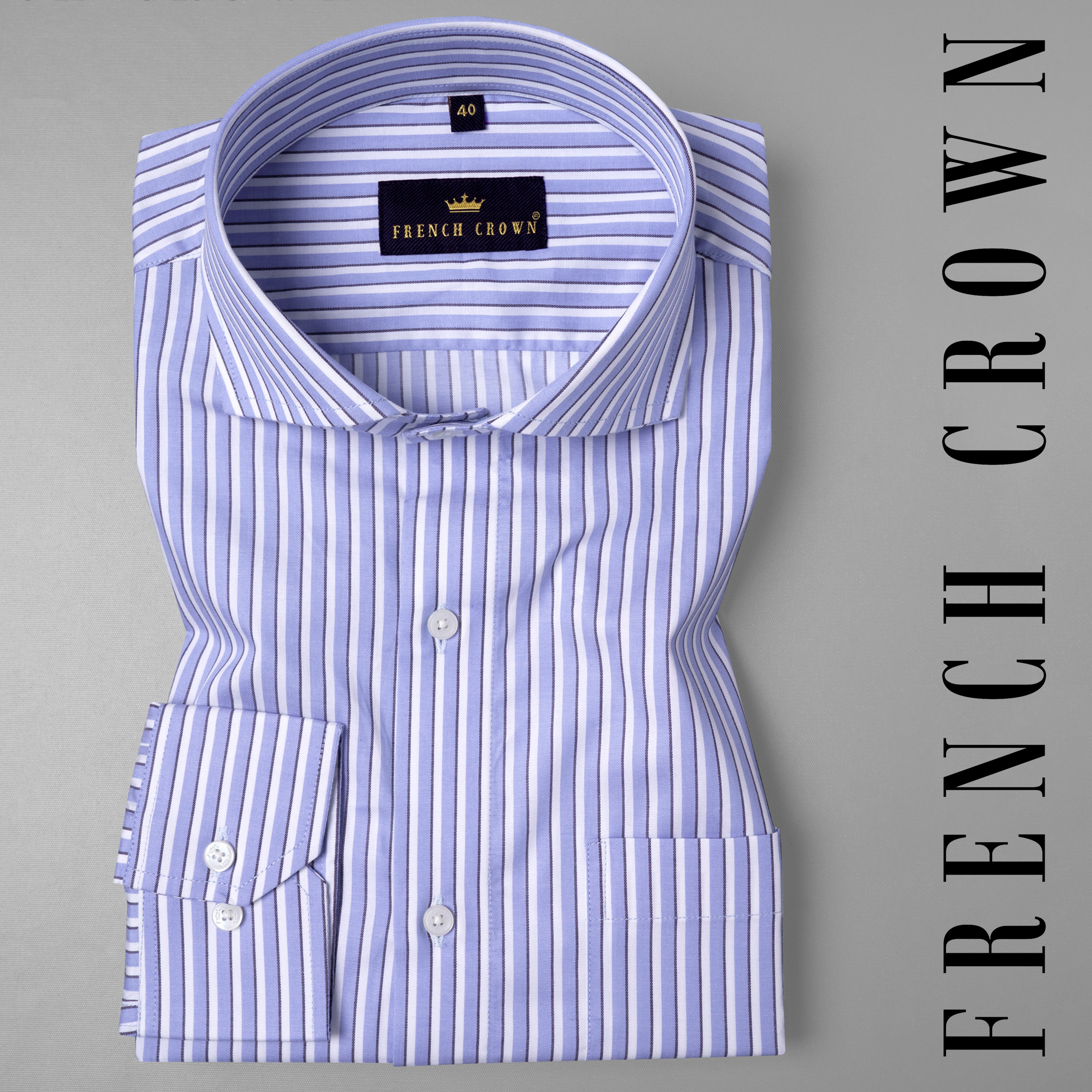 Sky Blue Striped Premium Cotton shirt