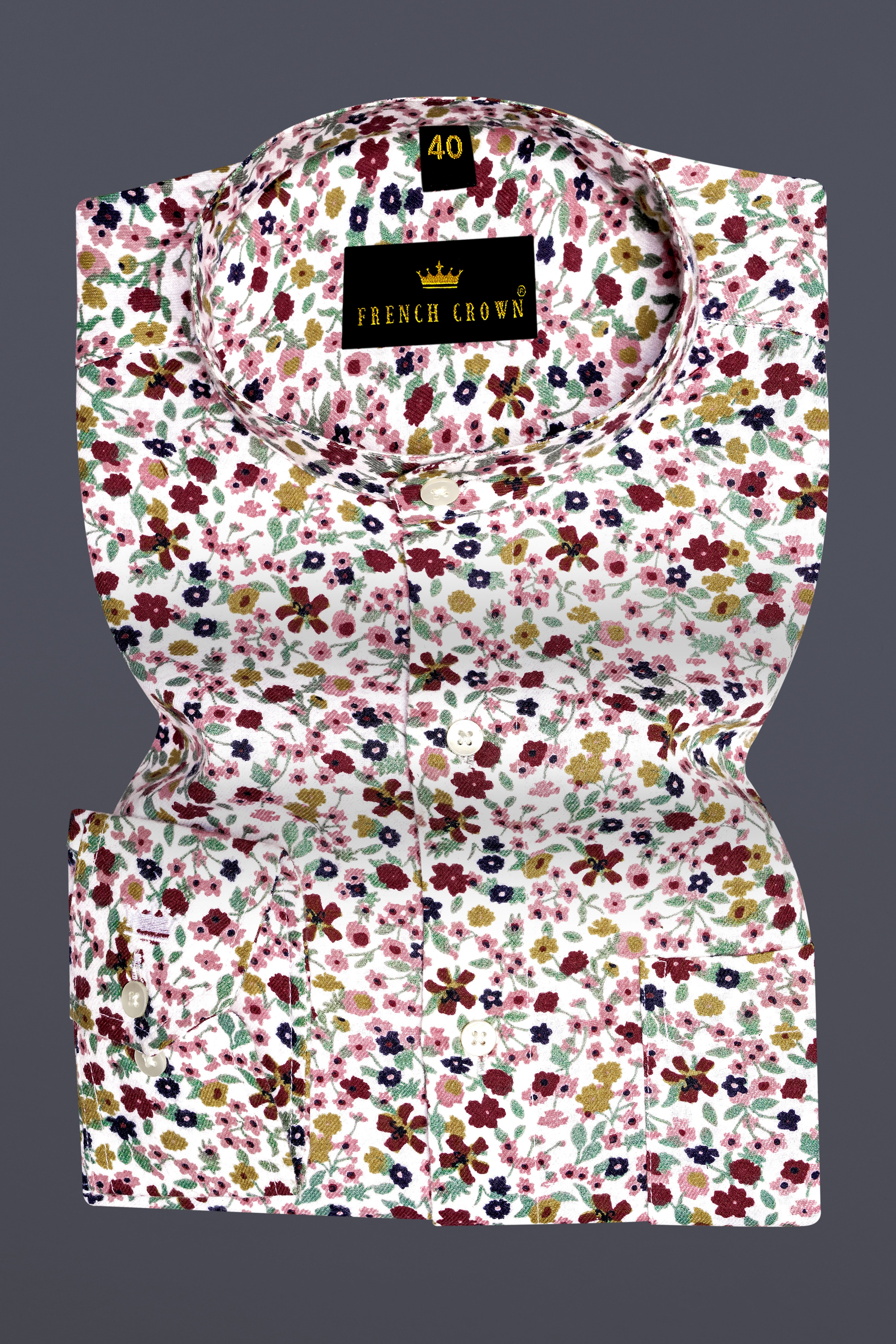 Off White Multicolour Floral Printed Premium Cotton Flannel Shirt