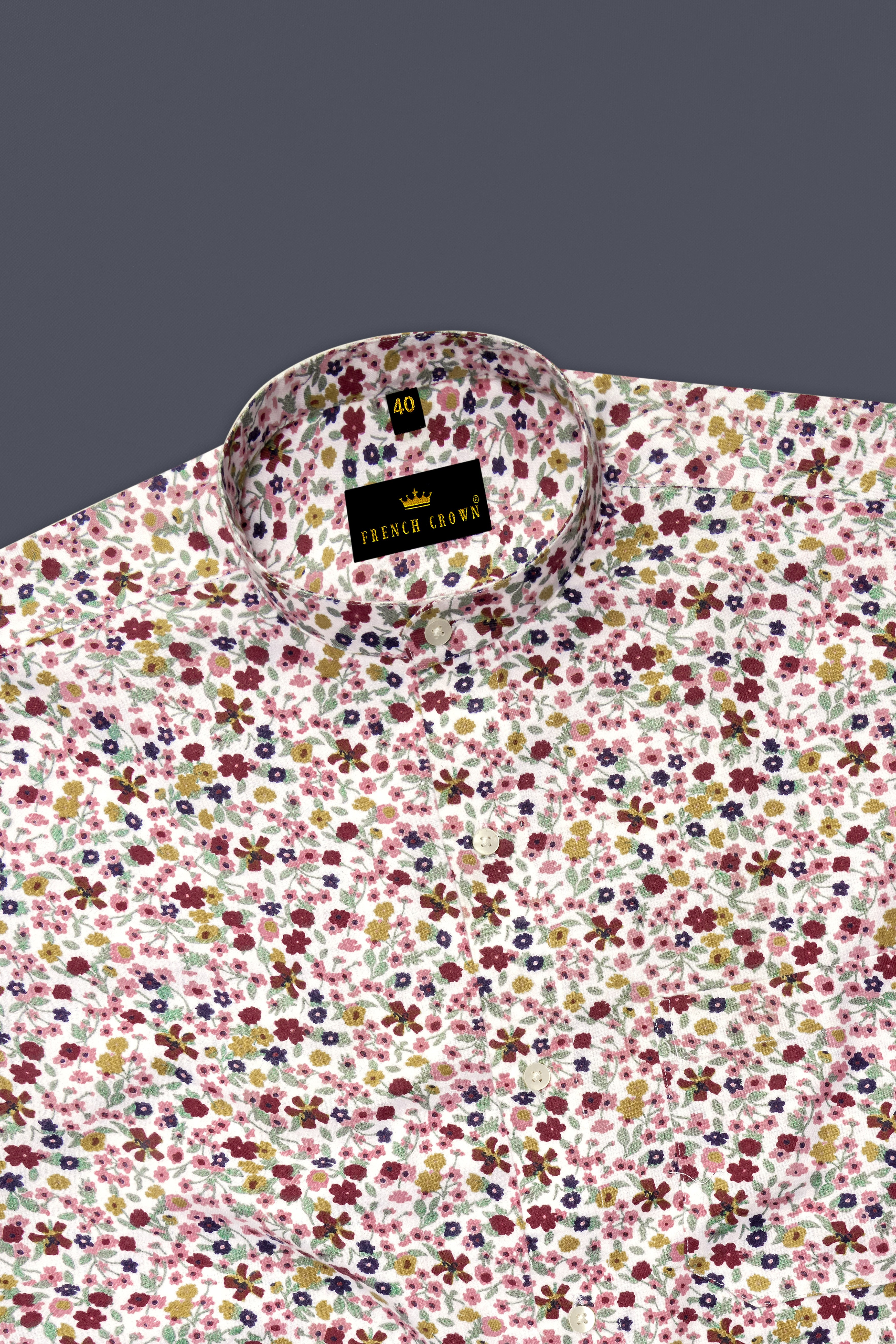 Off White Multicolour Floral Printed Premium Cotton Flannel Shirt