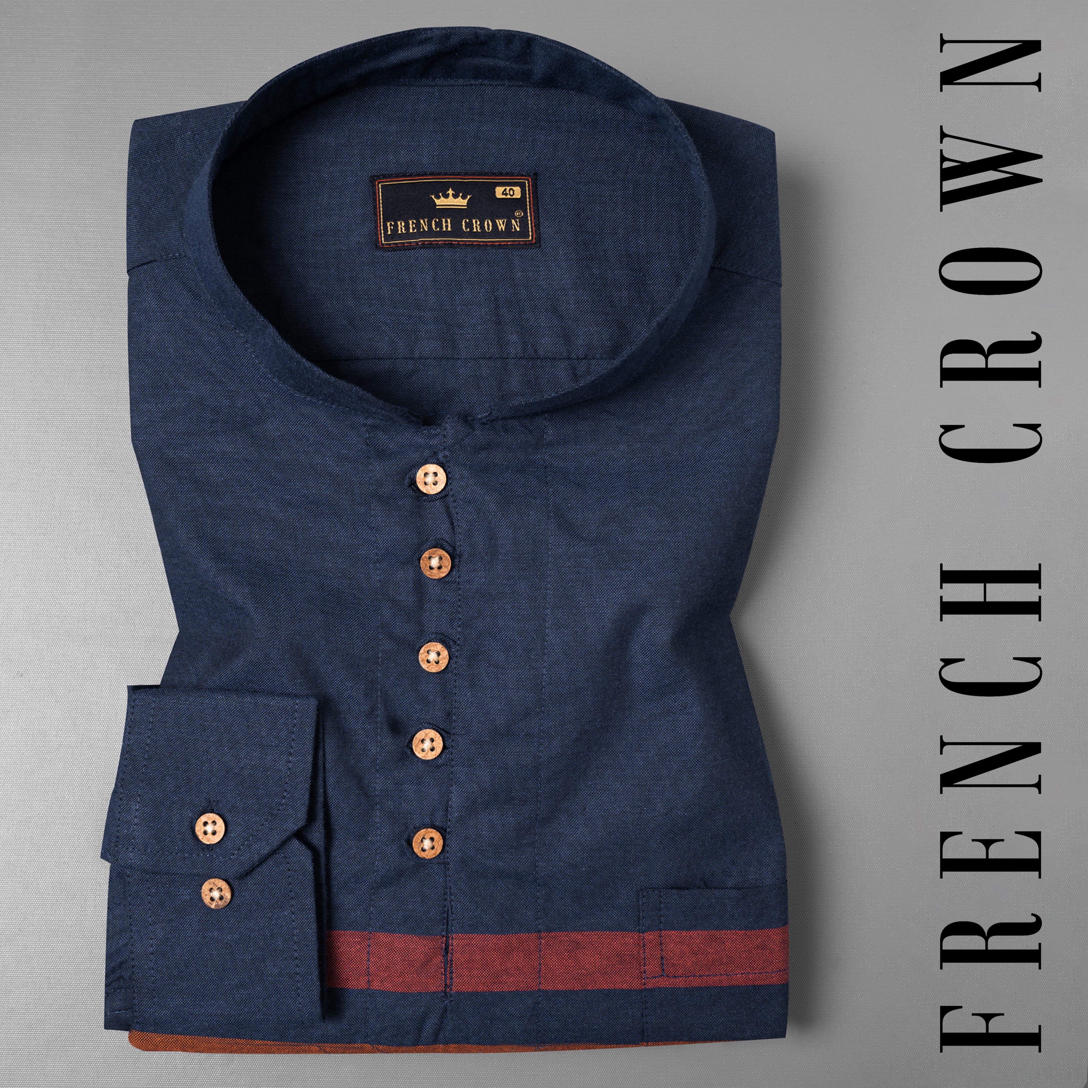 Ebony Clay Striped Royal Oxford Kurta Shirt