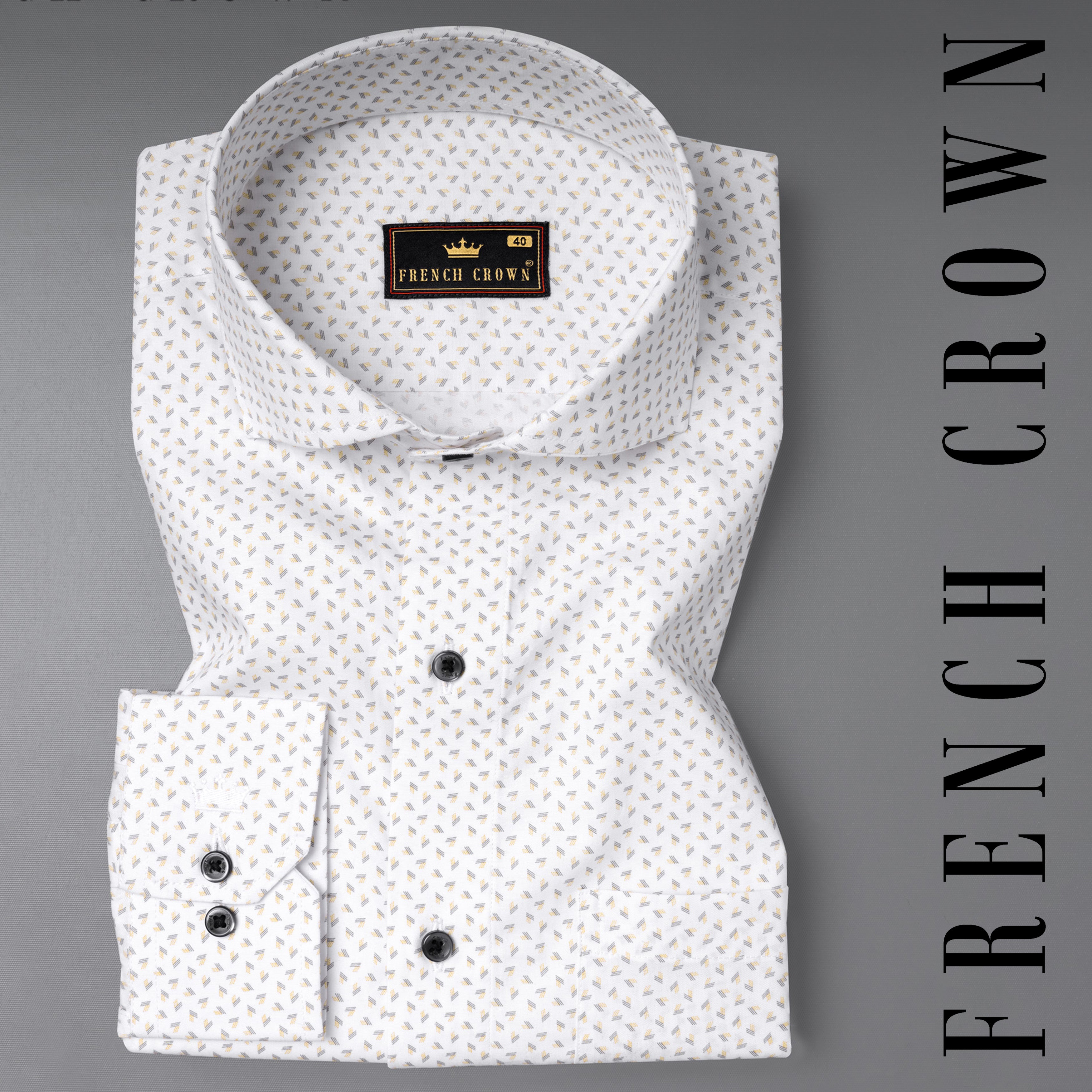 Off White Printed Premium Satin Shirt