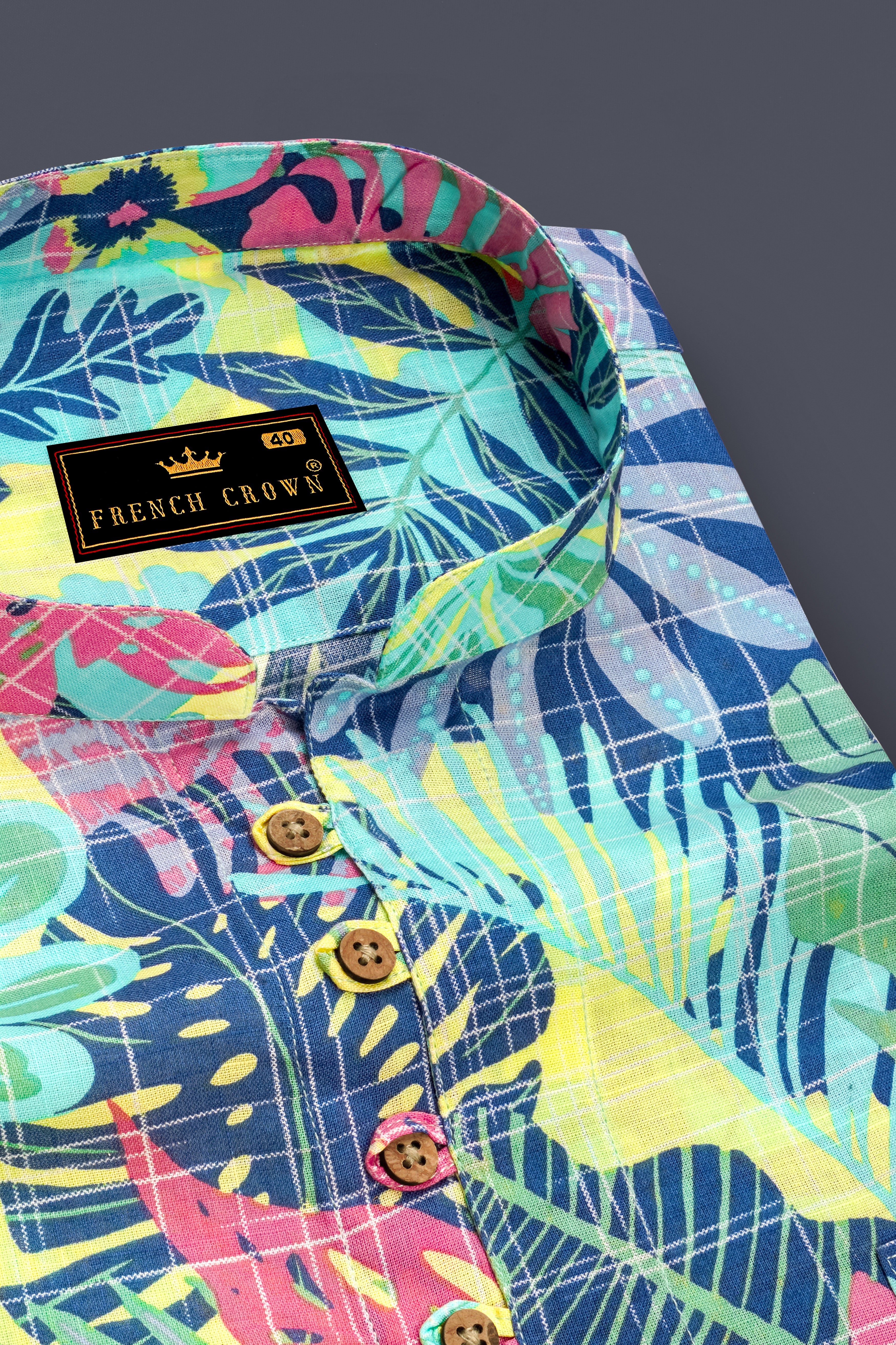 Colorful Beach Print Luxurious Linen Kurta Shirt