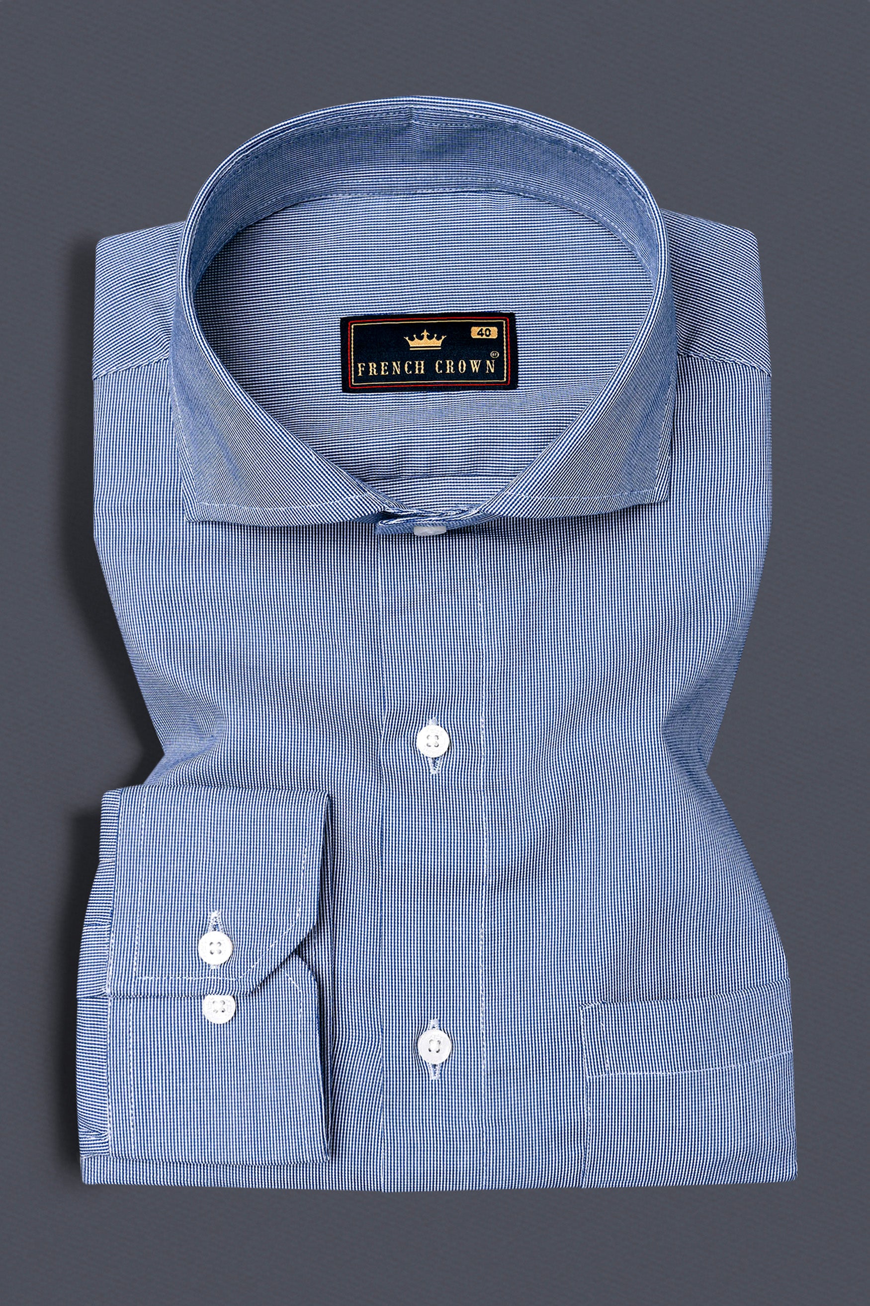 Tory Blue Dobby Textured Premium Giza Cotton Shirt
