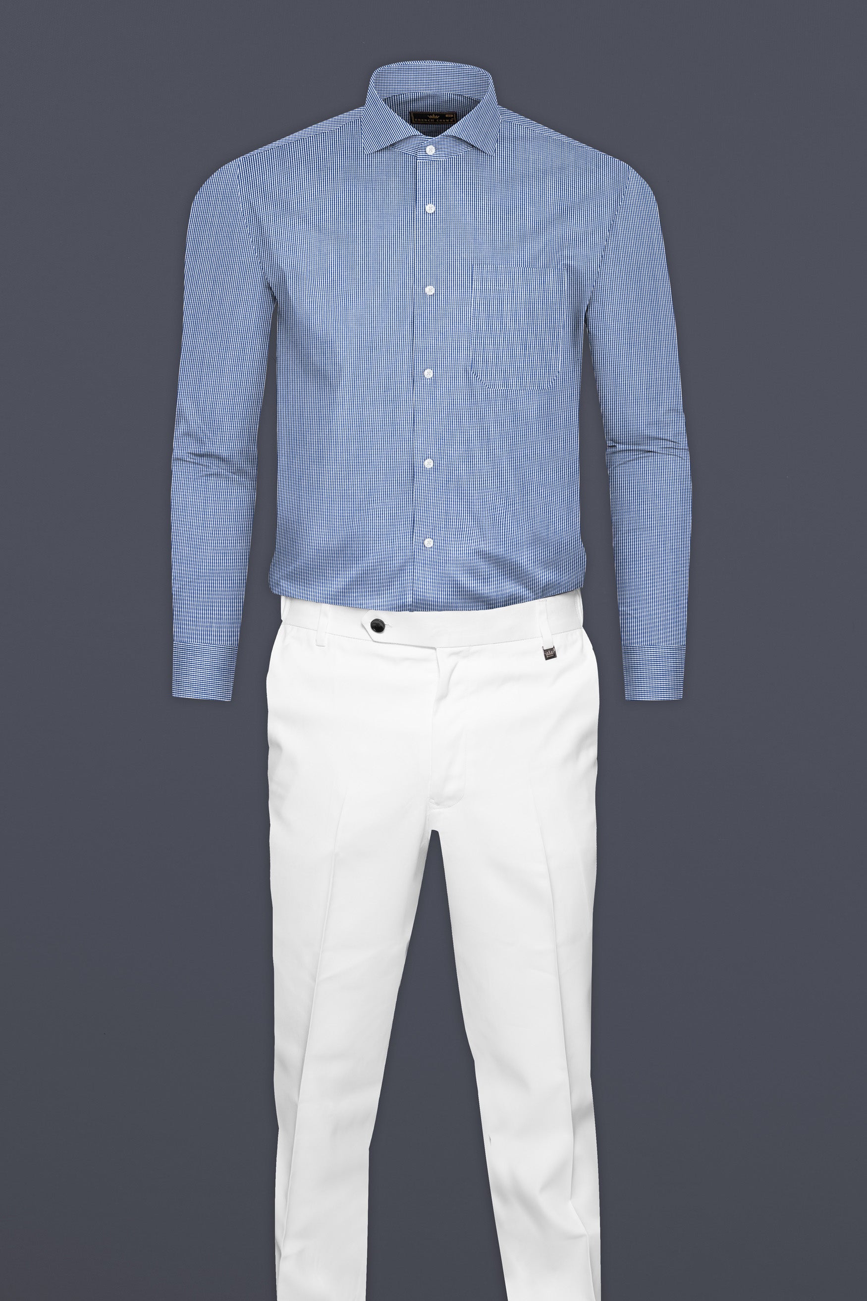 Tory Blue Dobby Textured Premium Giza Cotton Shirt