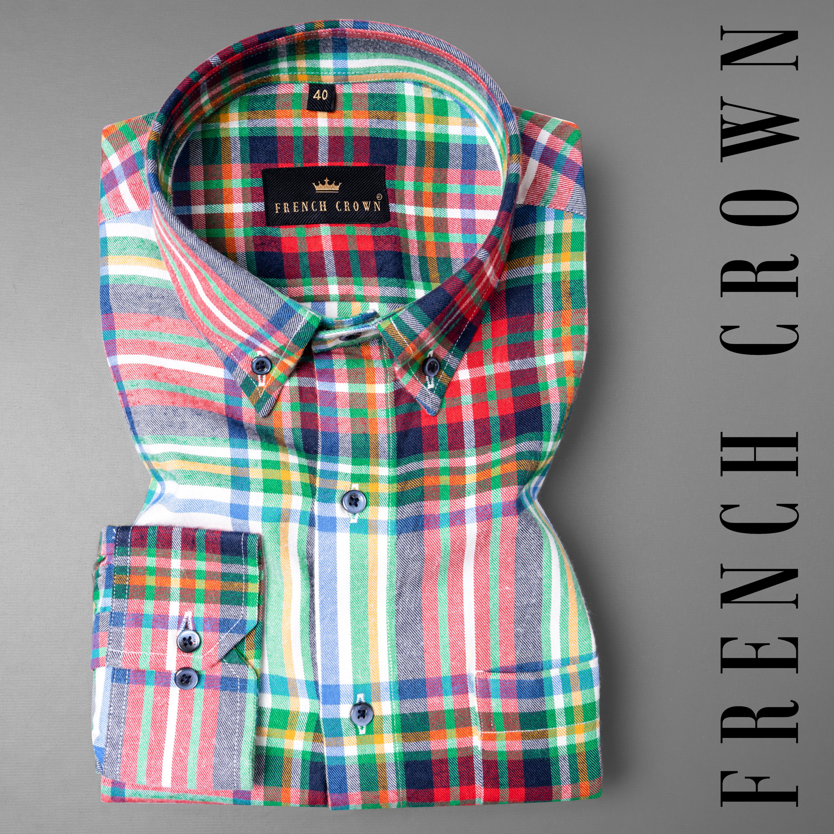 Perano Blue and Shamrock Green Multicolor Plaid Premium Cotton Flannel Shirt