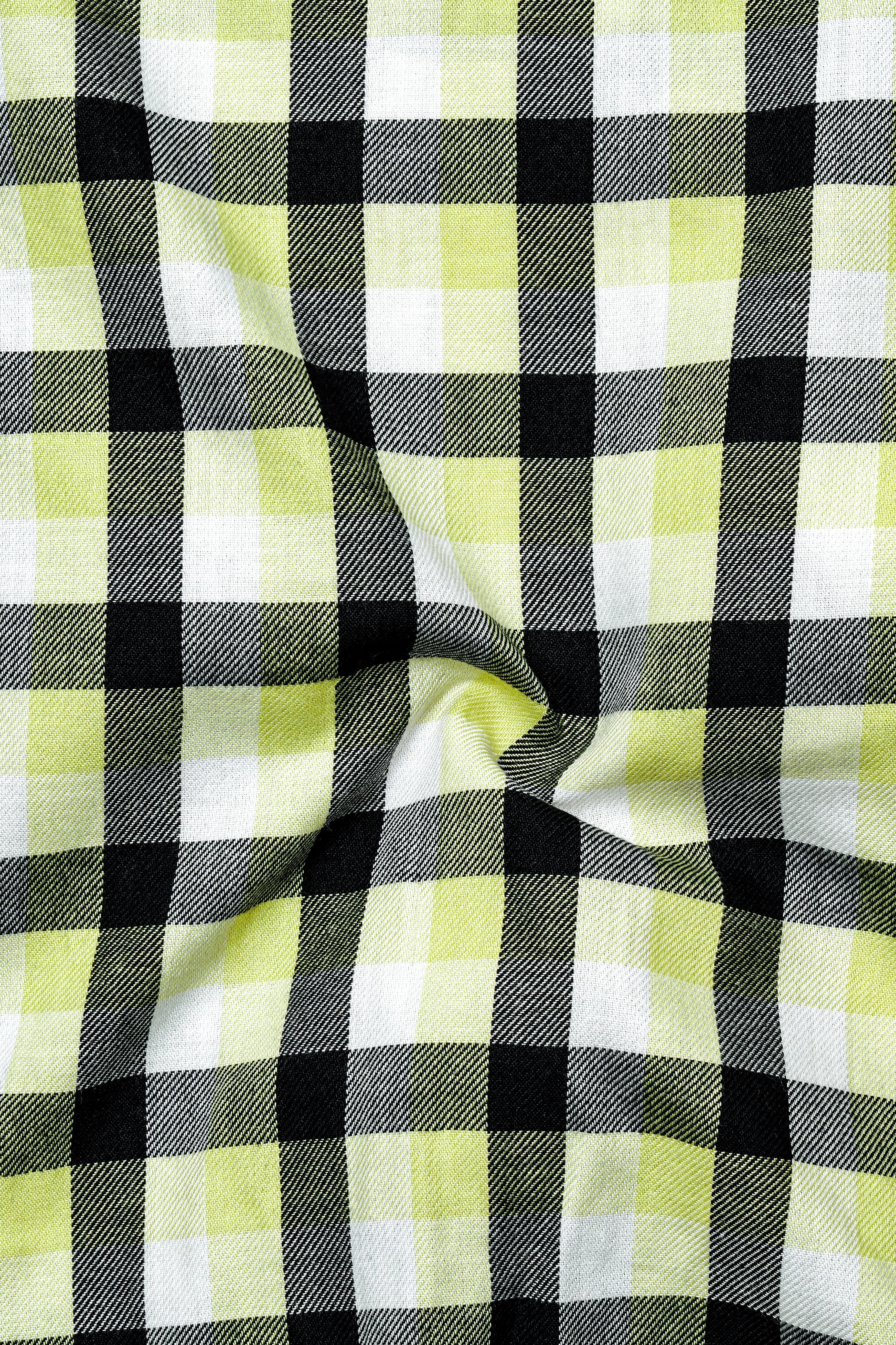 Jade Black with Pale Goldenrod Twill Plaid Premium Cotton Shirt