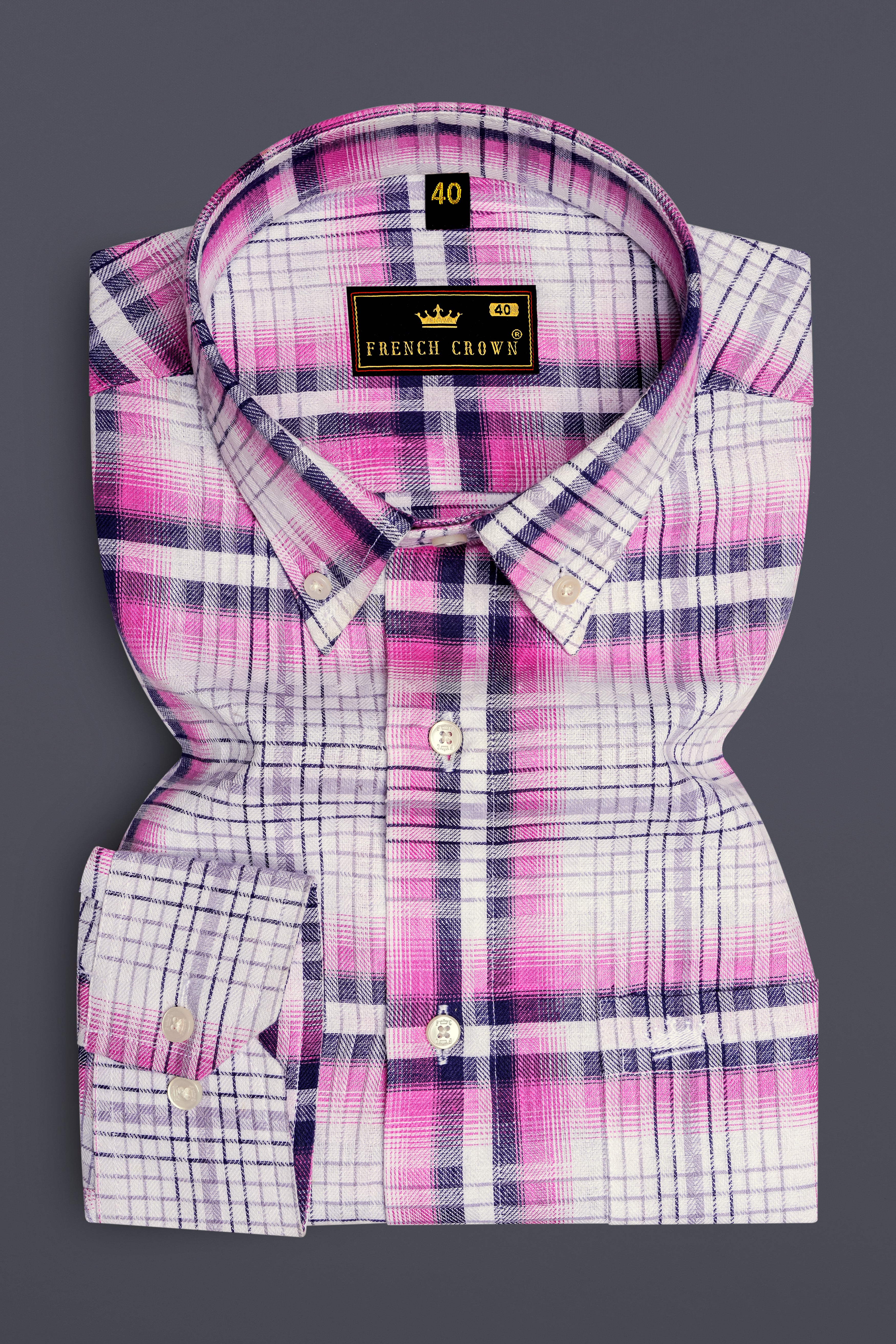 Bright White with Jacarta Blue Twill Plaid Premium Cotton Shirt