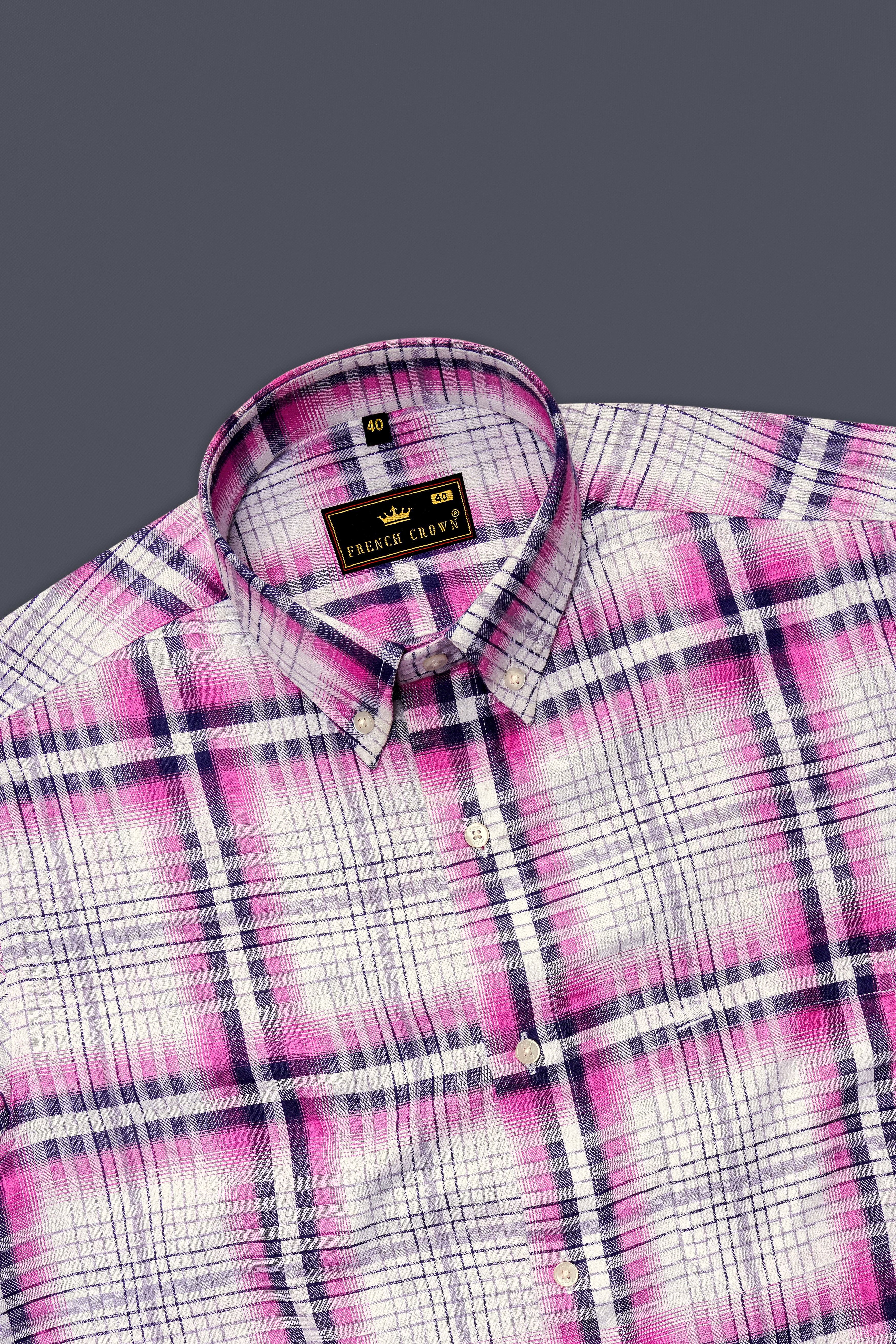 Bright White with Jacarta Blue Twill Plaid Premium Cotton Shirt