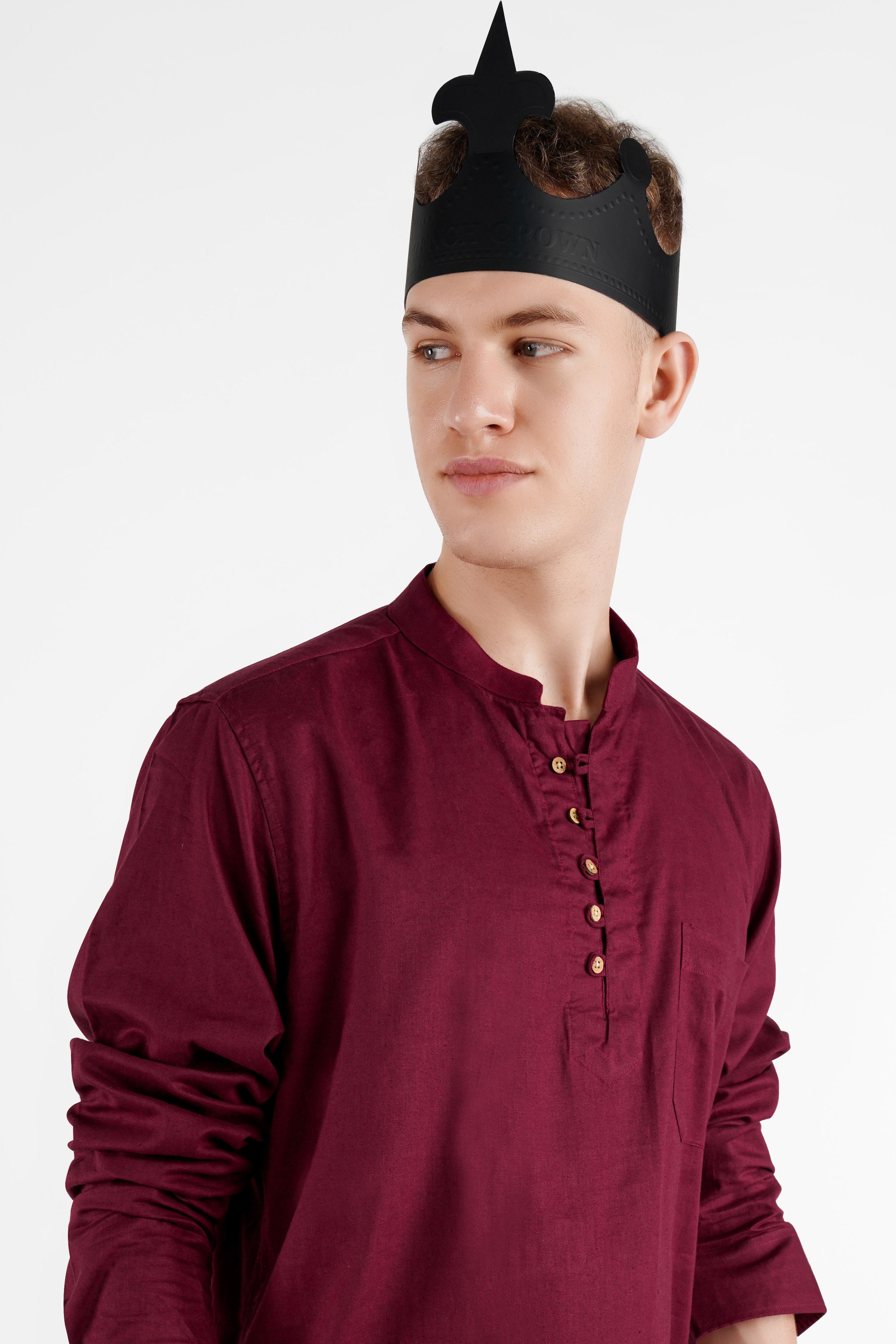 Burgundy Luxurious Linen Kurta Shirt