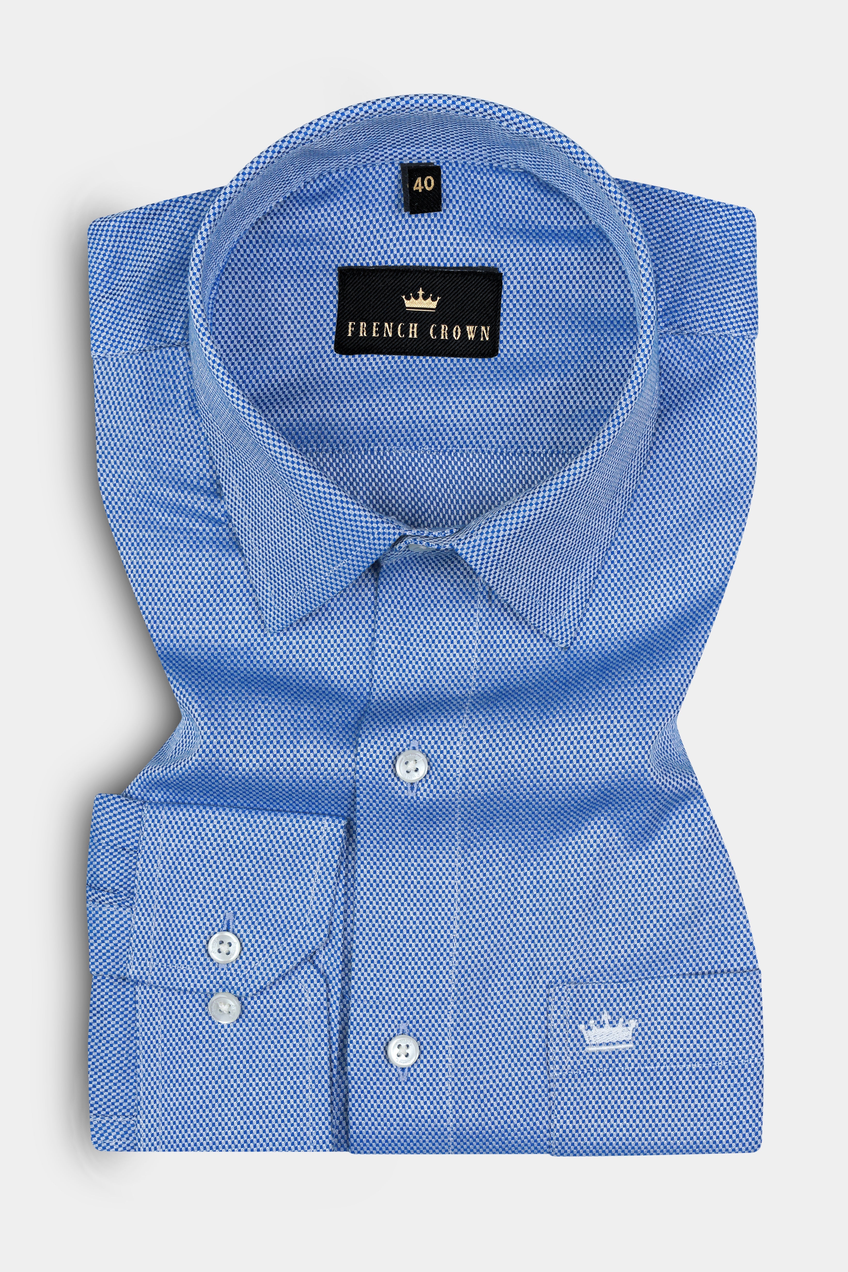 Haiti with Prelude Blue Dobby Textured Premium Giza Cotton Shirt