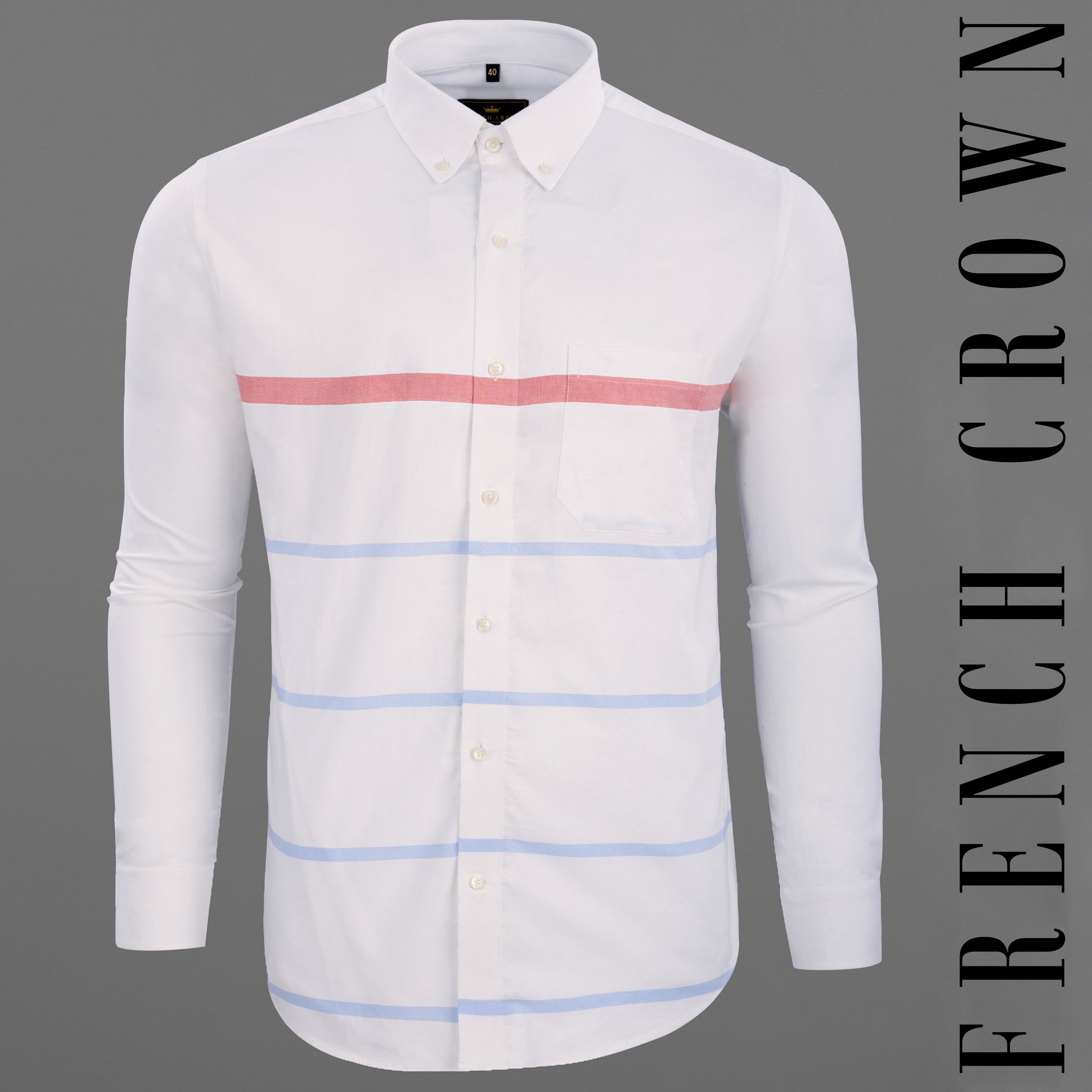 Bright White Colorful Striped Royal Oxford Shirt