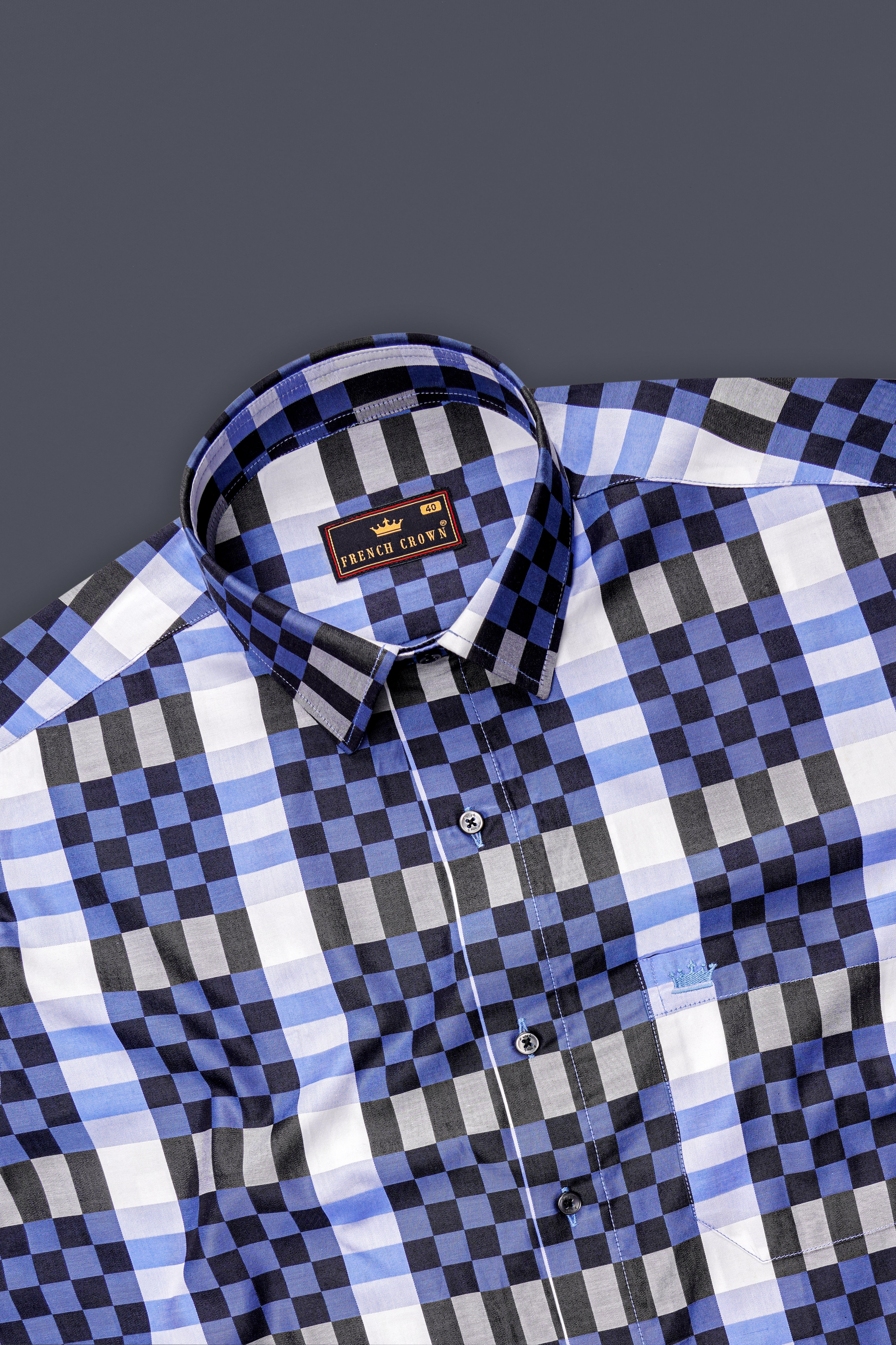 Topaz Gray with East Bay Blue and Jade Black Checkered Super Soft Premium Cotton Shirt
