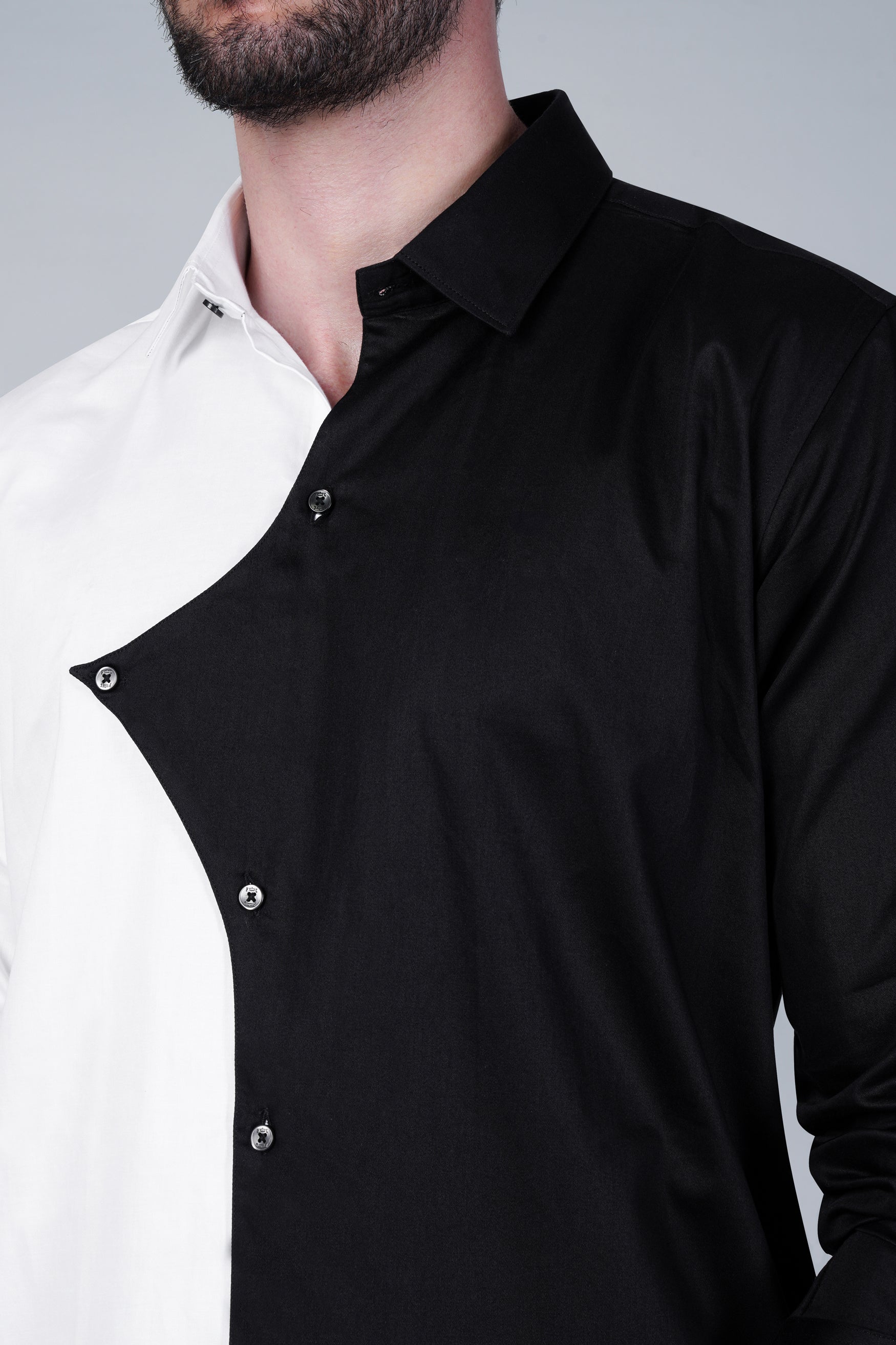 half black half white dress shirt Half Black Half White White A-Line Dress by Arianna-media