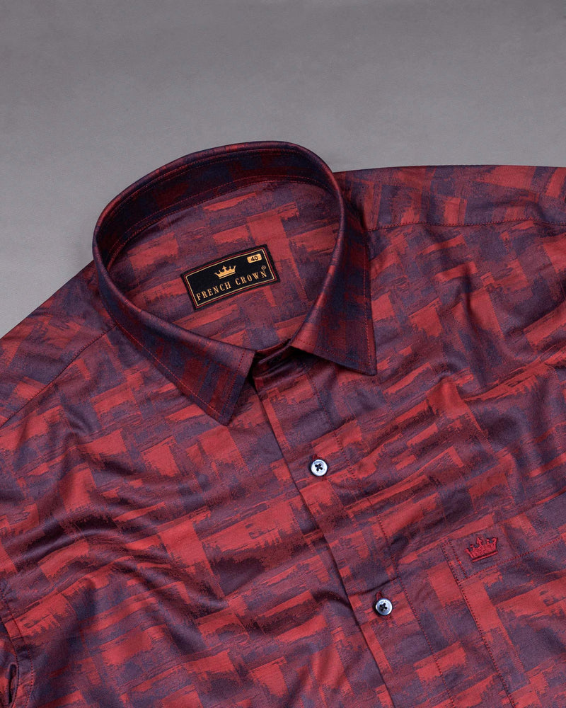 Paprika and Matterhorn Two-Toned Jacquard Textured Premium Giza Cotton Shirt
