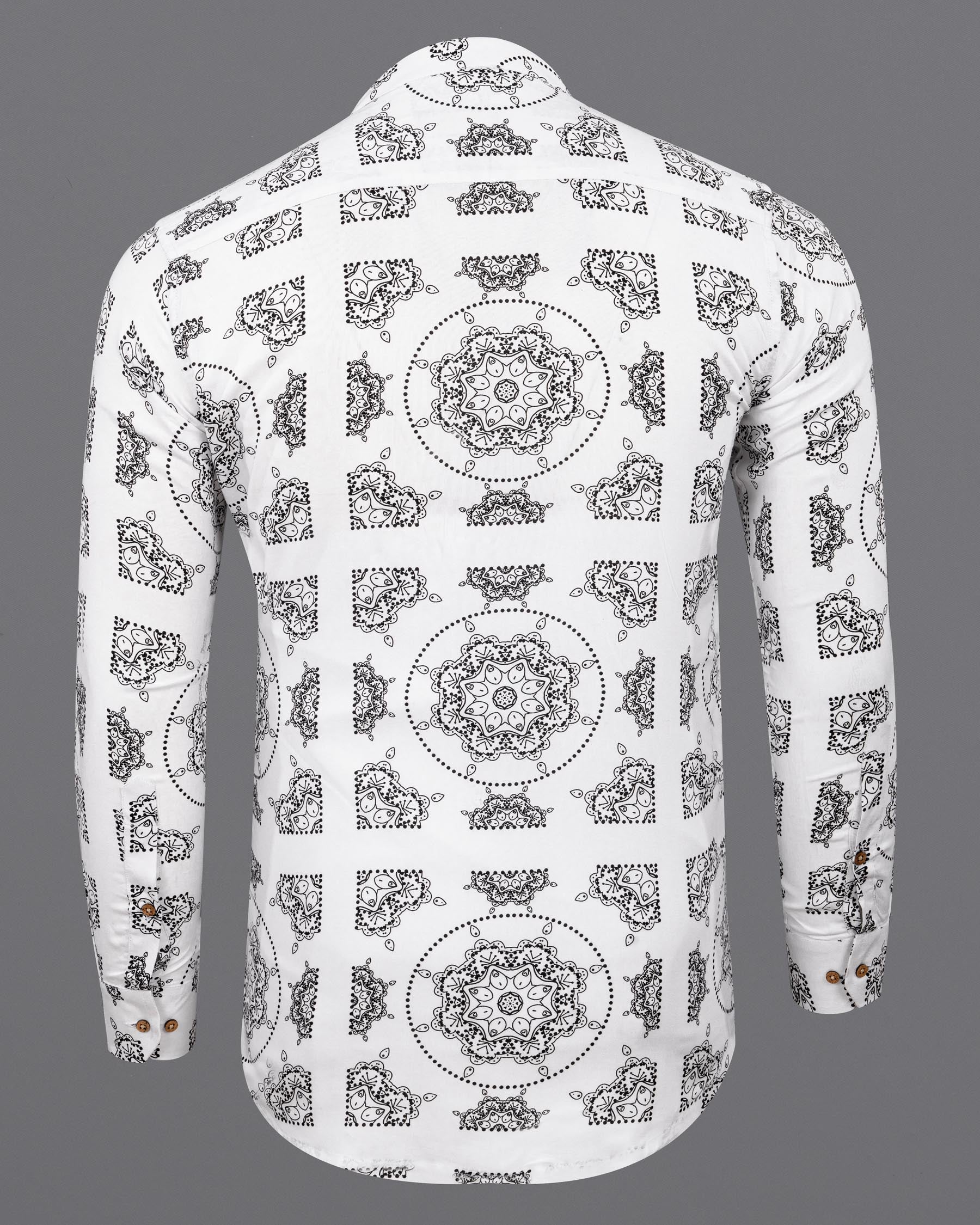 Bright White Printed Premium Cotton Kurta Shirt