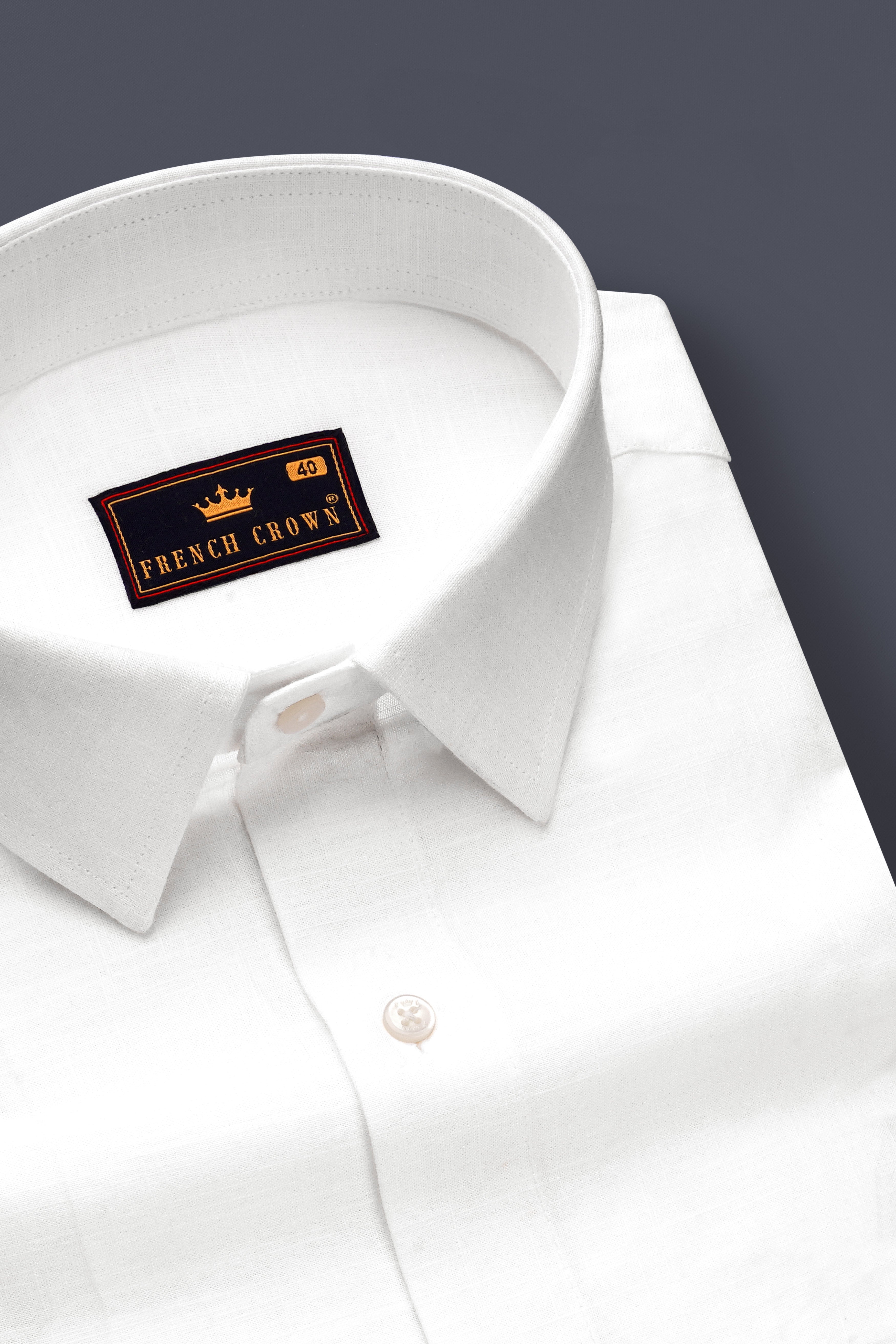White and Bittersweet Orange Luxurious Linen Shirt