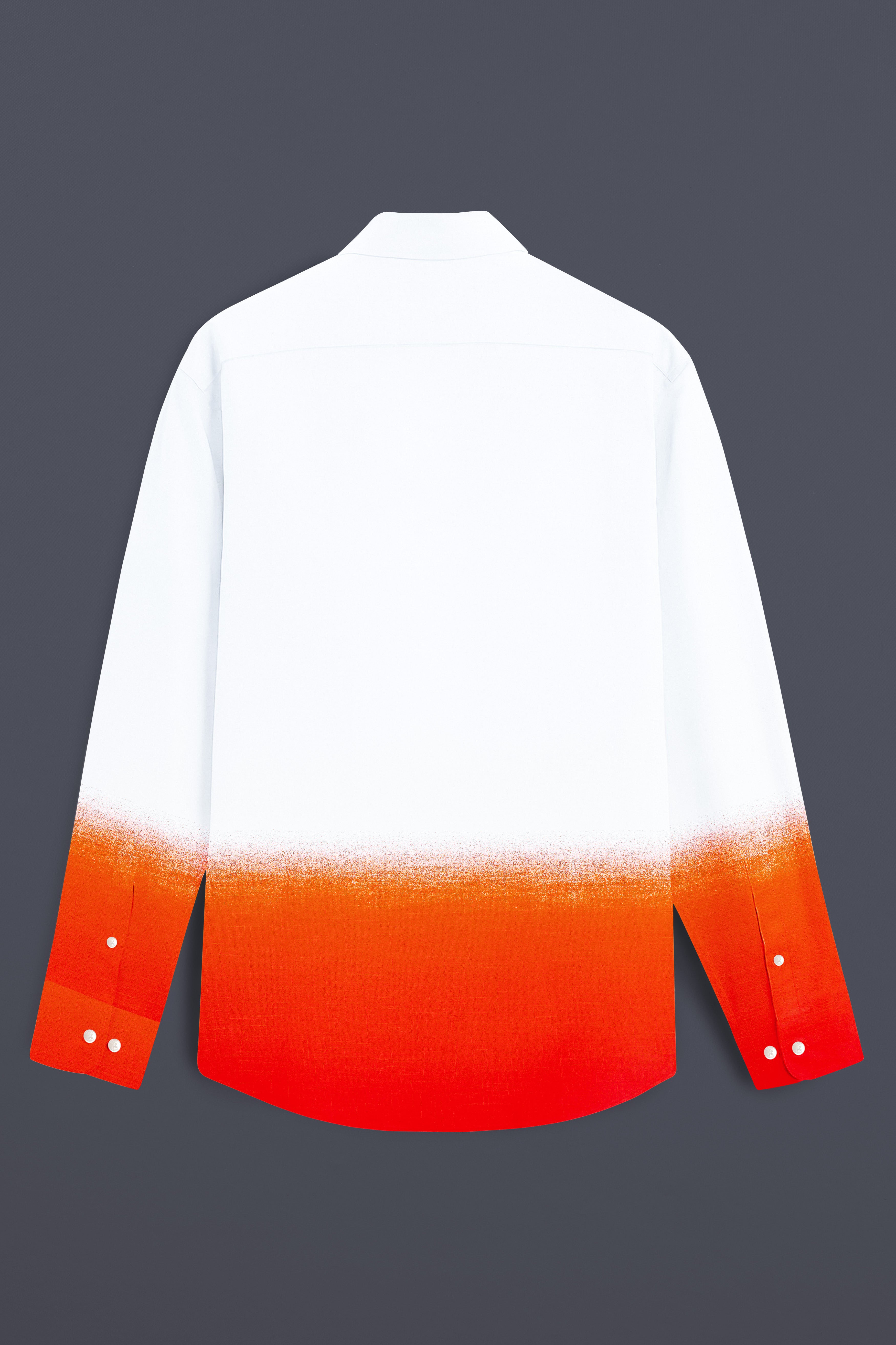 White and Bittersweet Orange Luxurious Linen Shirt