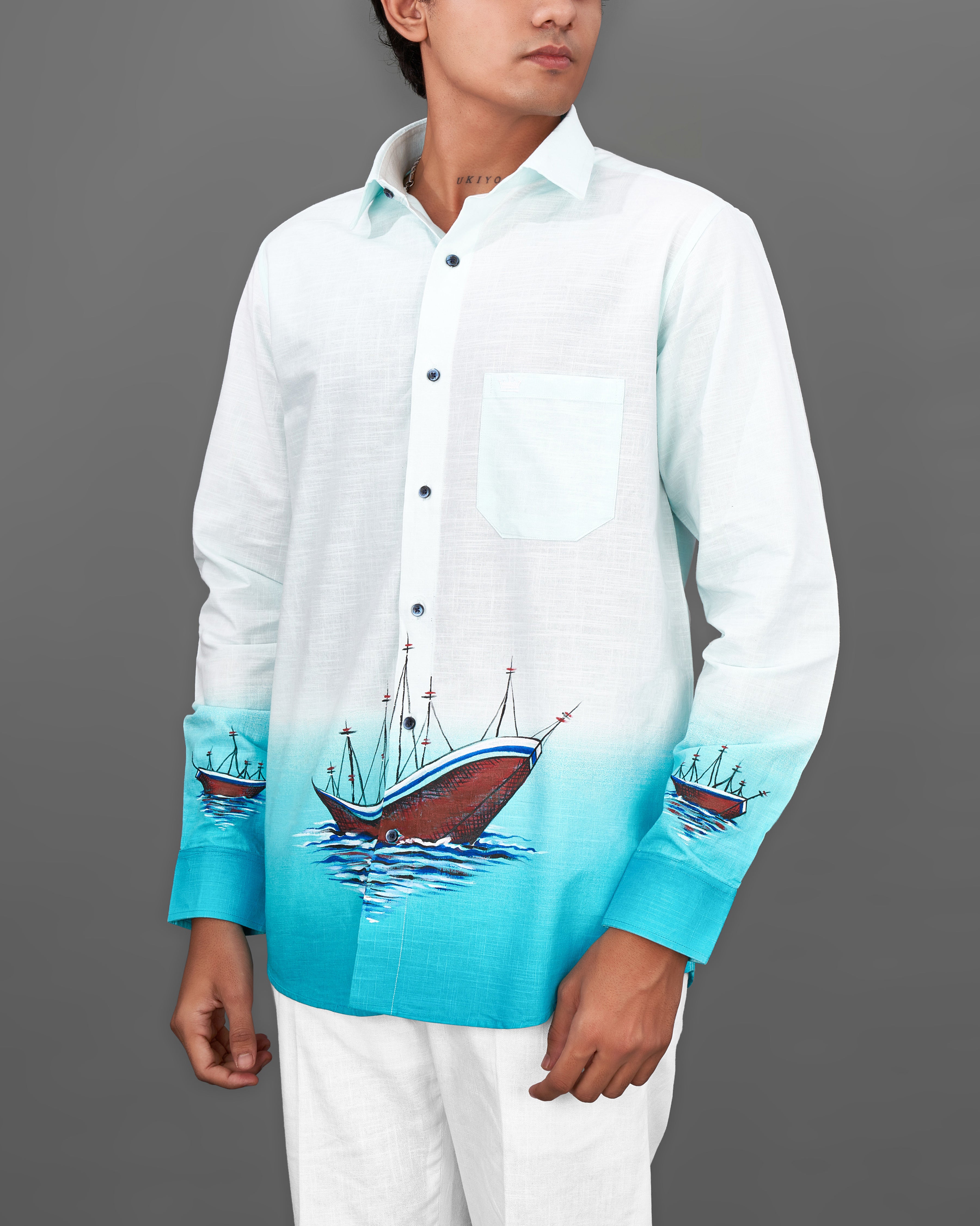 Bright White With Turquoise Aqua Blue Hand-Painted Premium Cotton Designer Shirt 6034-BLE-ART-38, 6034-BLE-ART-H-38, 6034-BLE-ART-39, 6034-BLE-ART-H-39, 6034-BLE-ART-40, 6034-BLE-ART-H-40, 6034-BLE-ART-42, 6034-BLE-ART-H-42, 6034-BLE-ART-44, 6034-BLE-ART-H-44, 6034-BLE-ART-46, 6034-BLE-ART-H-46, 6034-BLE-ART-48, 6034-BLE-ART-H-48, 6034-BLE-ART-50, 6034-BLE-ART-H-50, 6034-BLE-ART-52, 6034-BLE-ART-H-52