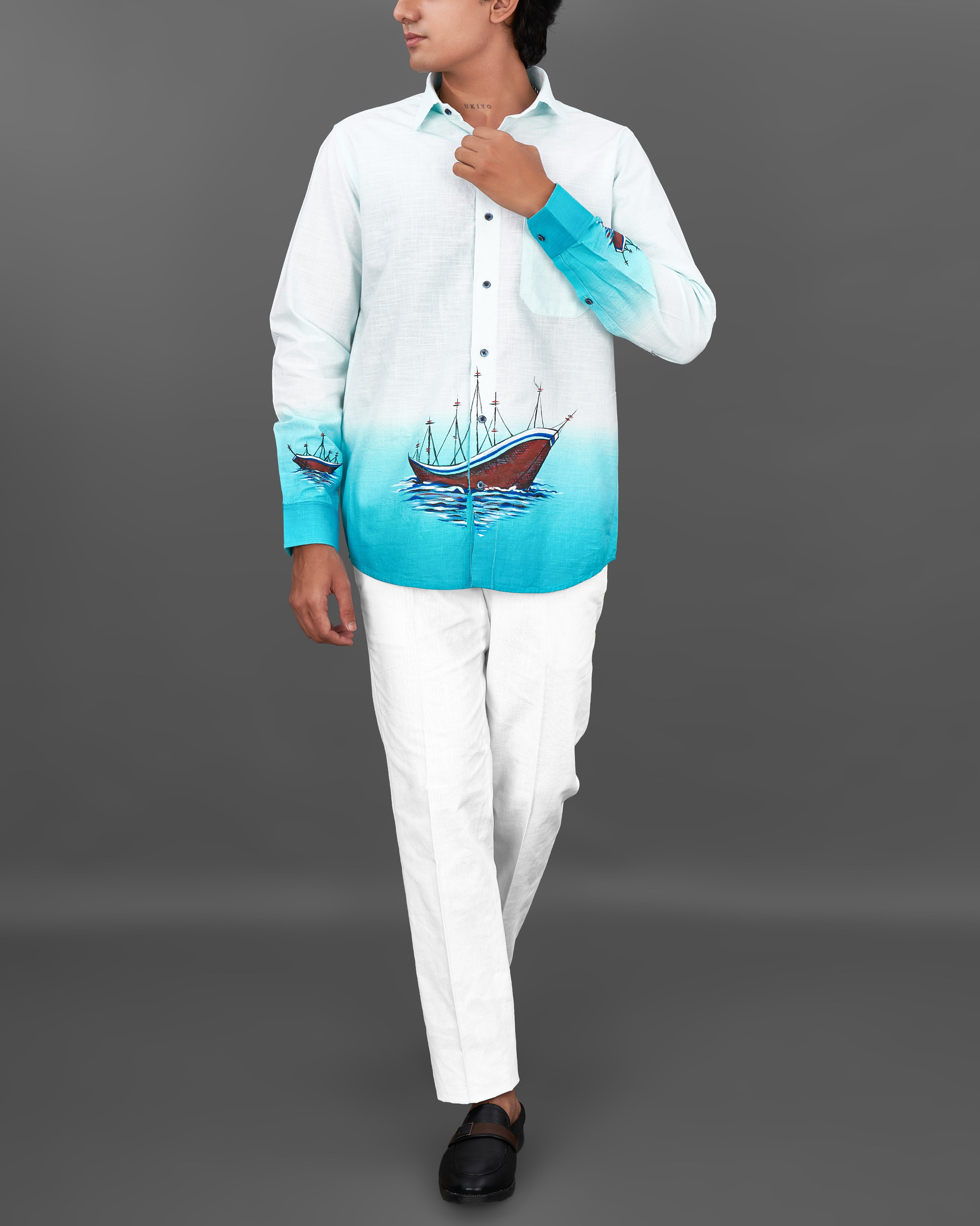 Bright White With Turquoise Aqua Blue Hand-Painted Premium Cotton Designer Shirt 6034-BLE-ART-38, 6034-BLE-ART-H-38, 6034-BLE-ART-39, 6034-BLE-ART-H-39, 6034-BLE-ART-40, 6034-BLE-ART-H-40, 6034-BLE-ART-42, 6034-BLE-ART-H-42, 6034-BLE-ART-44, 6034-BLE-ART-H-44, 6034-BLE-ART-46, 6034-BLE-ART-H-46, 6034-BLE-ART-48, 6034-BLE-ART-H-48, 6034-BLE-ART-50, 6034-BLE-ART-H-50, 6034-BLE-ART-52, 6034-BLE-ART-H-52