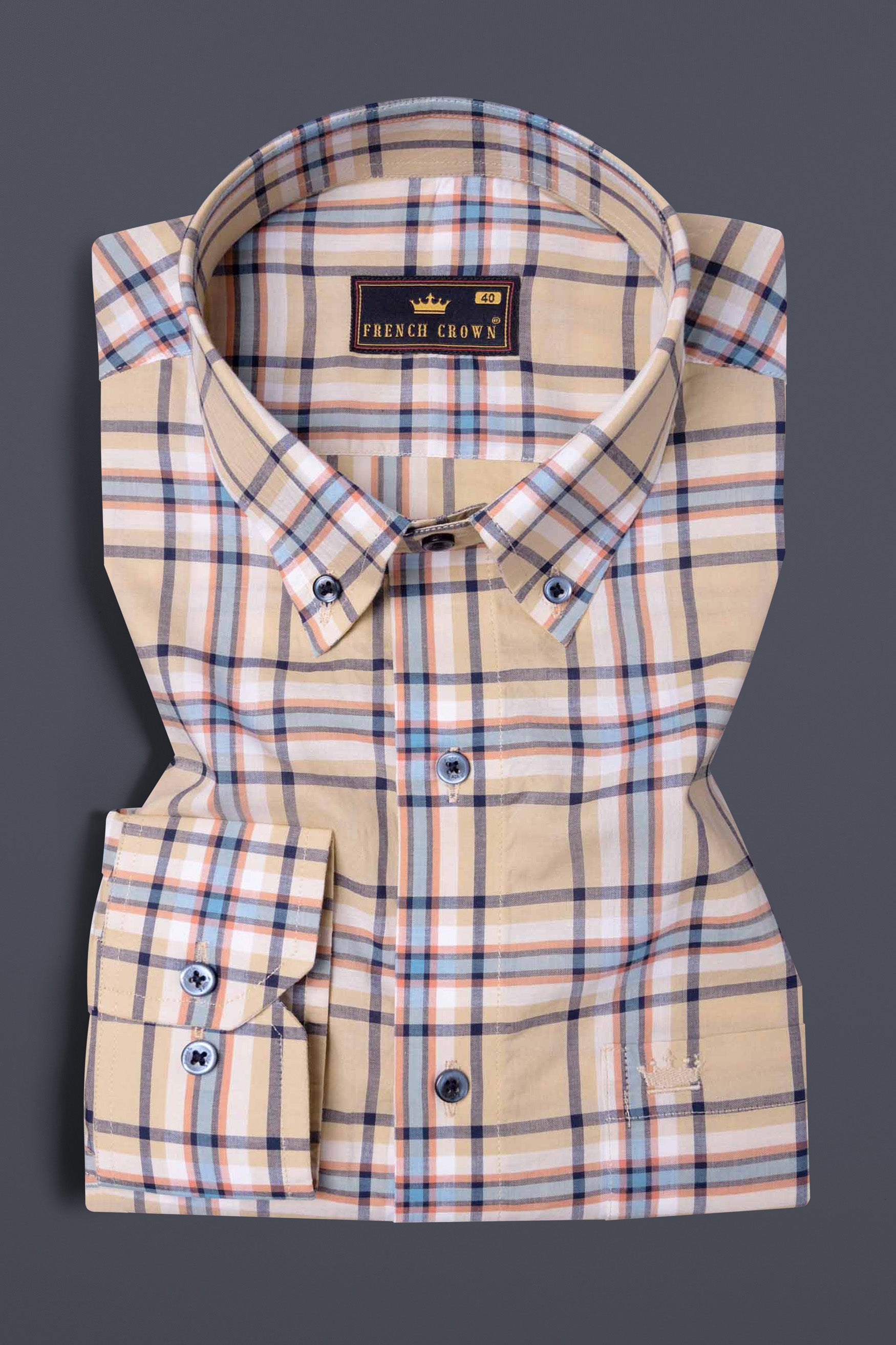 Raffia Brown Plaid Premium Cotton Shirt