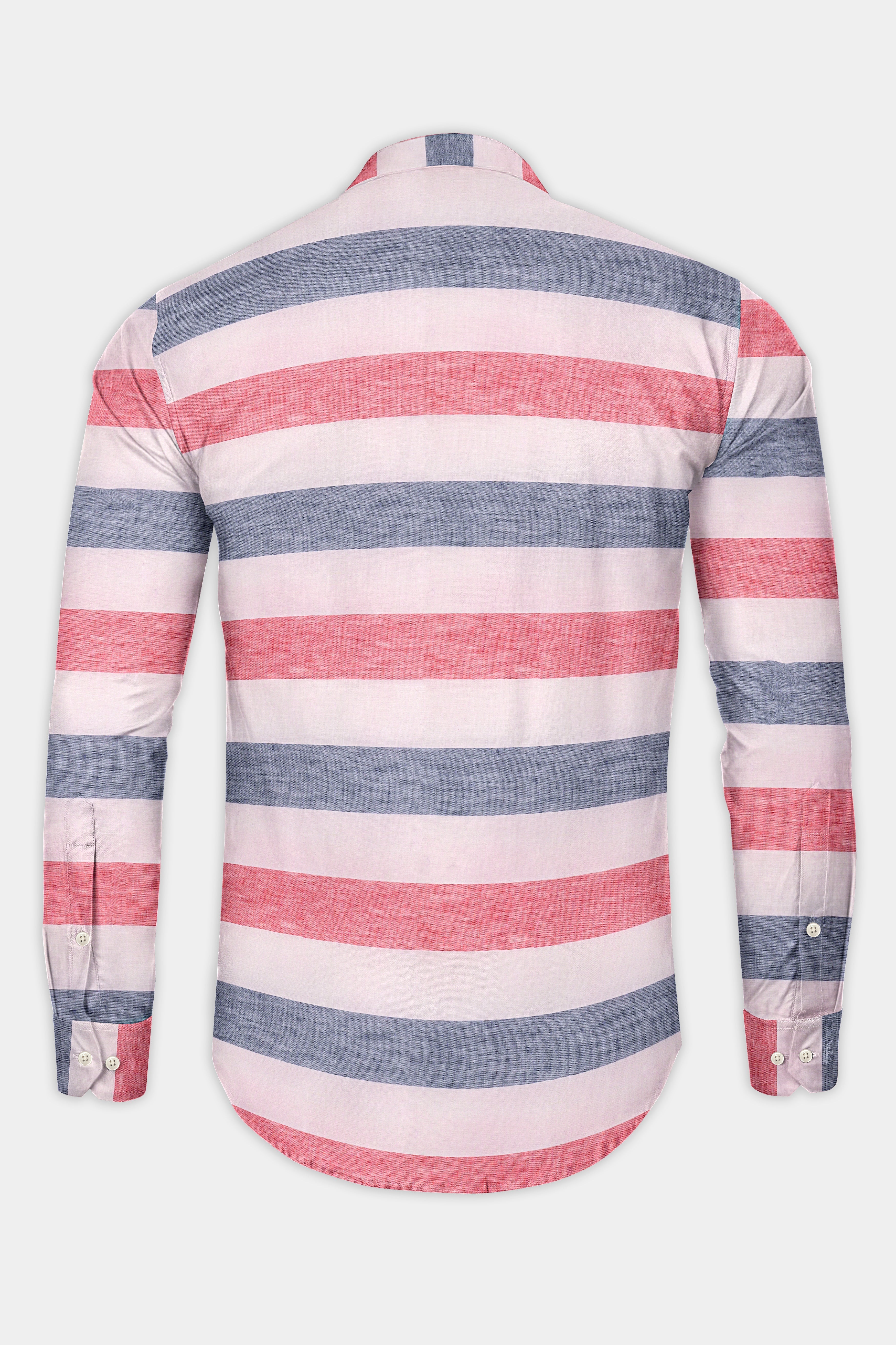 Illusion Pink and White Striped Luxurious Linen Shirt
