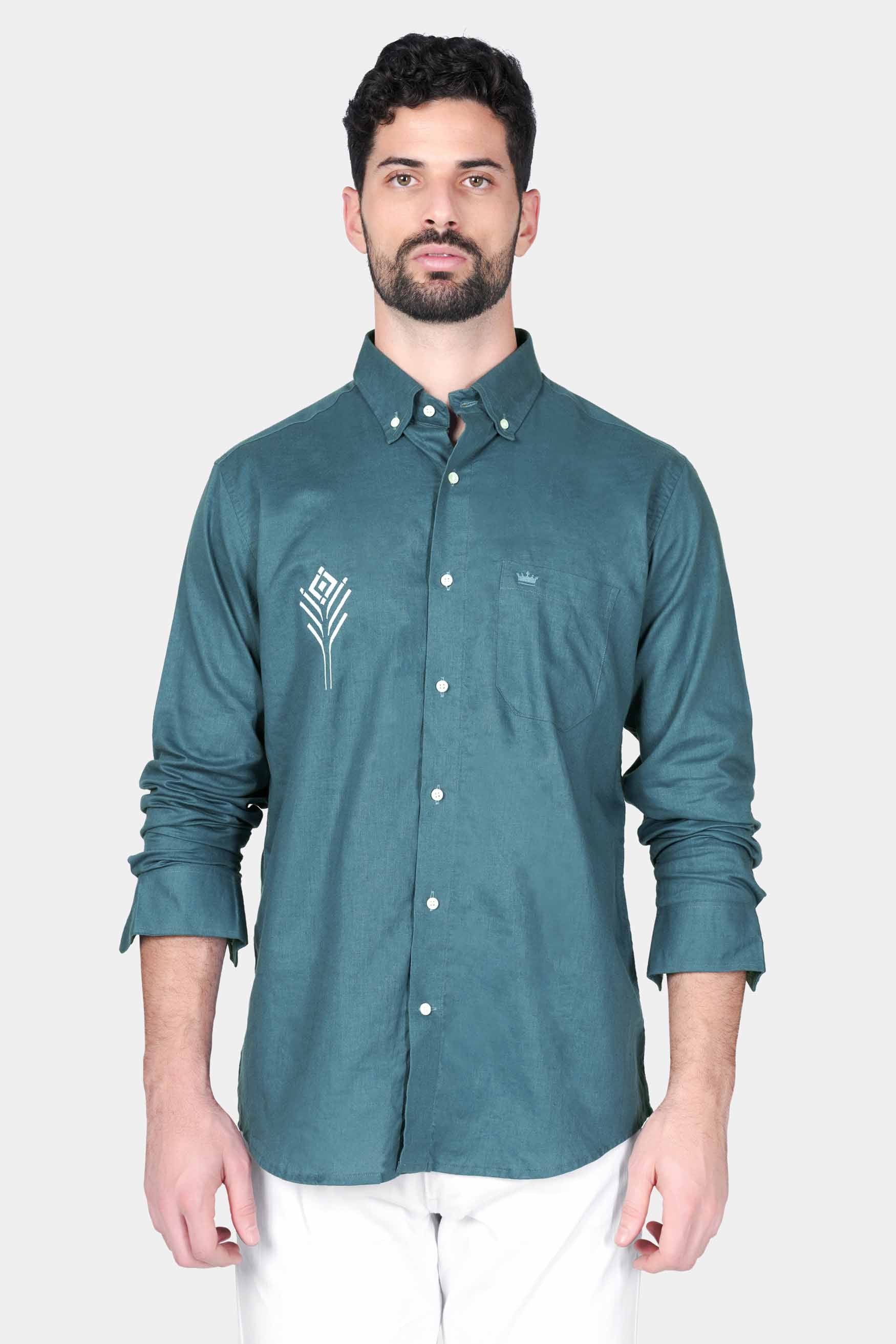 Bismark Blue Leaf Embroidered Luxurious Linen Designer Shirt 6150-BD-E342-38, 6150-BD-E342-H-38, 6150-BD-E342-39, 6150-BD-E342-H-39, 6150-BD-E342-40, 6150-BD-E342-H-40, 6150-BD-E342-42, 6150-BD-E342-H-42, 6150-BD-E342-44, 6150-BD-E342-H-44, 6150-BD-E342-46, 6150-BD-E342-H-46, 6150-BD-E342-48, 6150-BD-E342-H-48, 6150-BD-E342-50, 6150-BD-E342-H-50, 6150-BD-E342-52, 6150-BD-E342-H-52