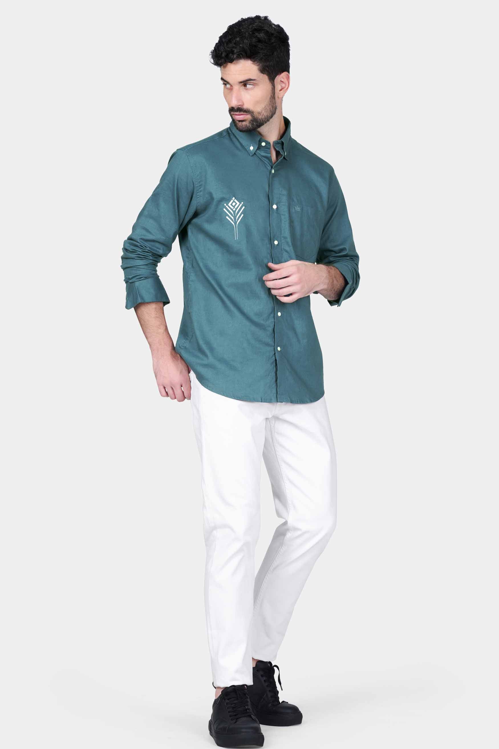 Bismark Blue Leaf Embroidered Luxurious Linen Designer Shirt 6150-BD-E342-38, 6150-BD-E342-H-38, 6150-BD-E342-39, 6150-BD-E342-H-39, 6150-BD-E342-40, 6150-BD-E342-H-40, 6150-BD-E342-42, 6150-BD-E342-H-42, 6150-BD-E342-44, 6150-BD-E342-H-44, 6150-BD-E342-46, 6150-BD-E342-H-46, 6150-BD-E342-48, 6150-BD-E342-H-48, 6150-BD-E342-50, 6150-BD-E342-H-50, 6150-BD-E342-52, 6150-BD-E342-H-52