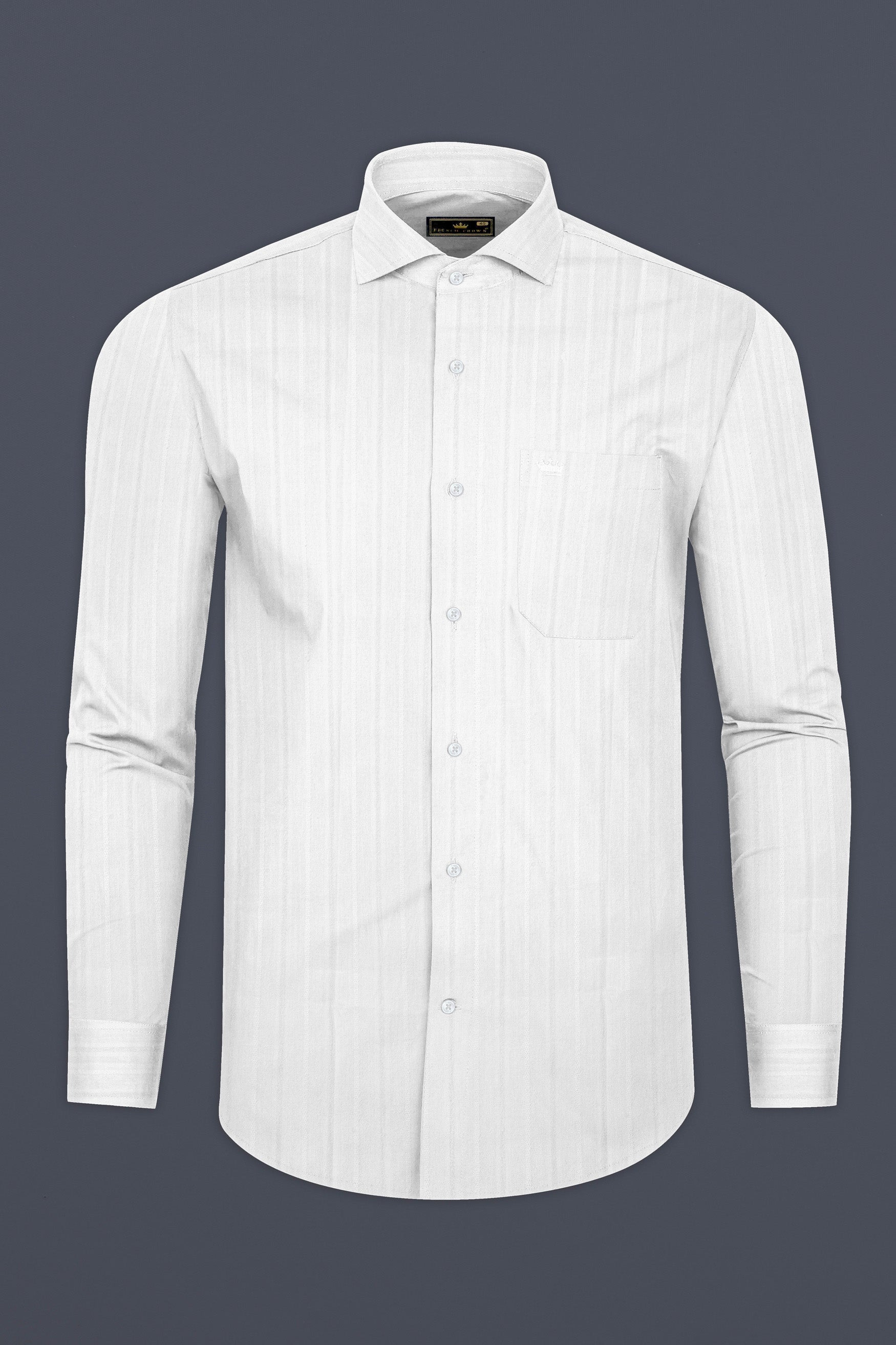 Bright White Dobby Textured Premium Giza Cotton Shirt