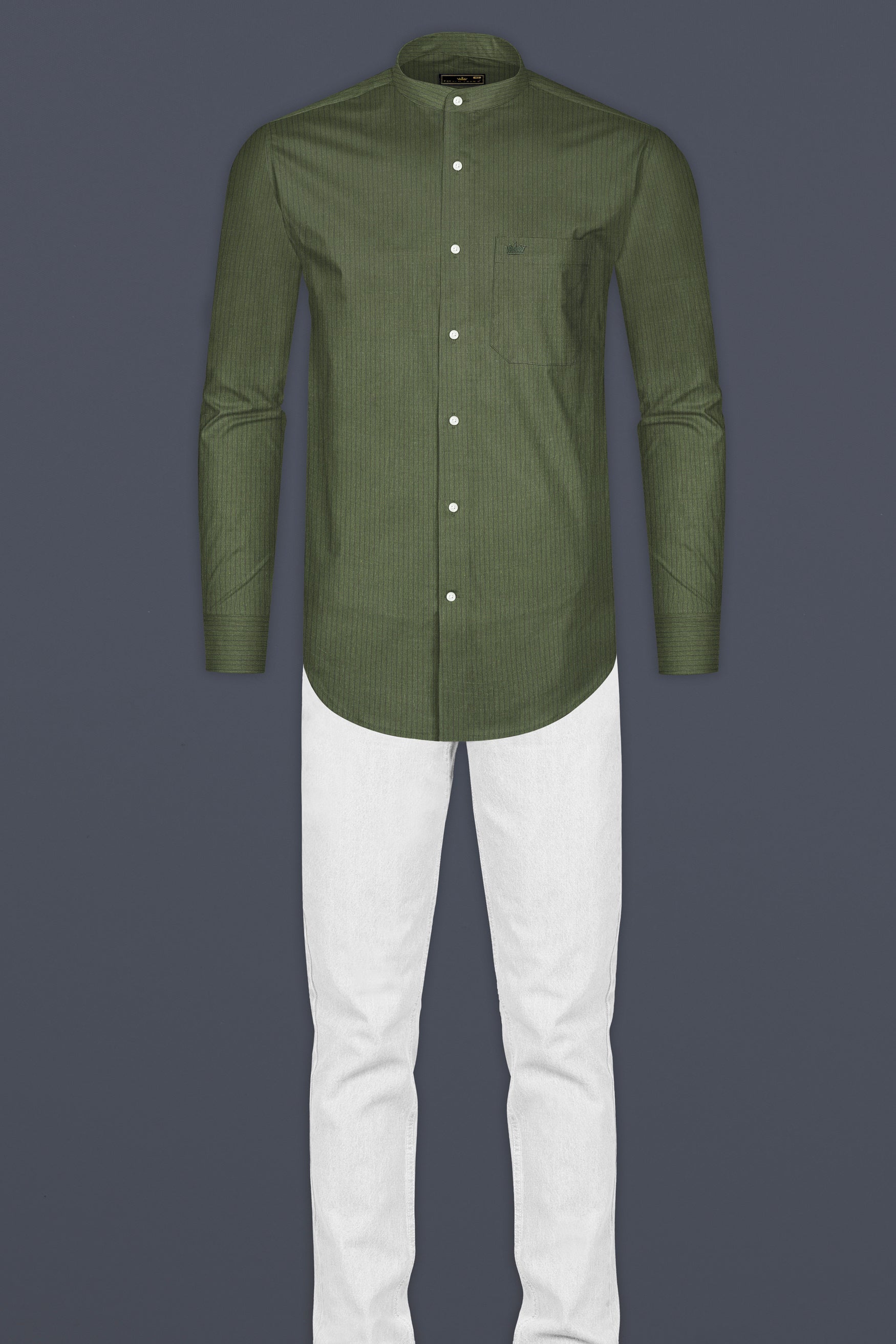 Finch Green Striped Royal Oxford Overshirt/Shacket