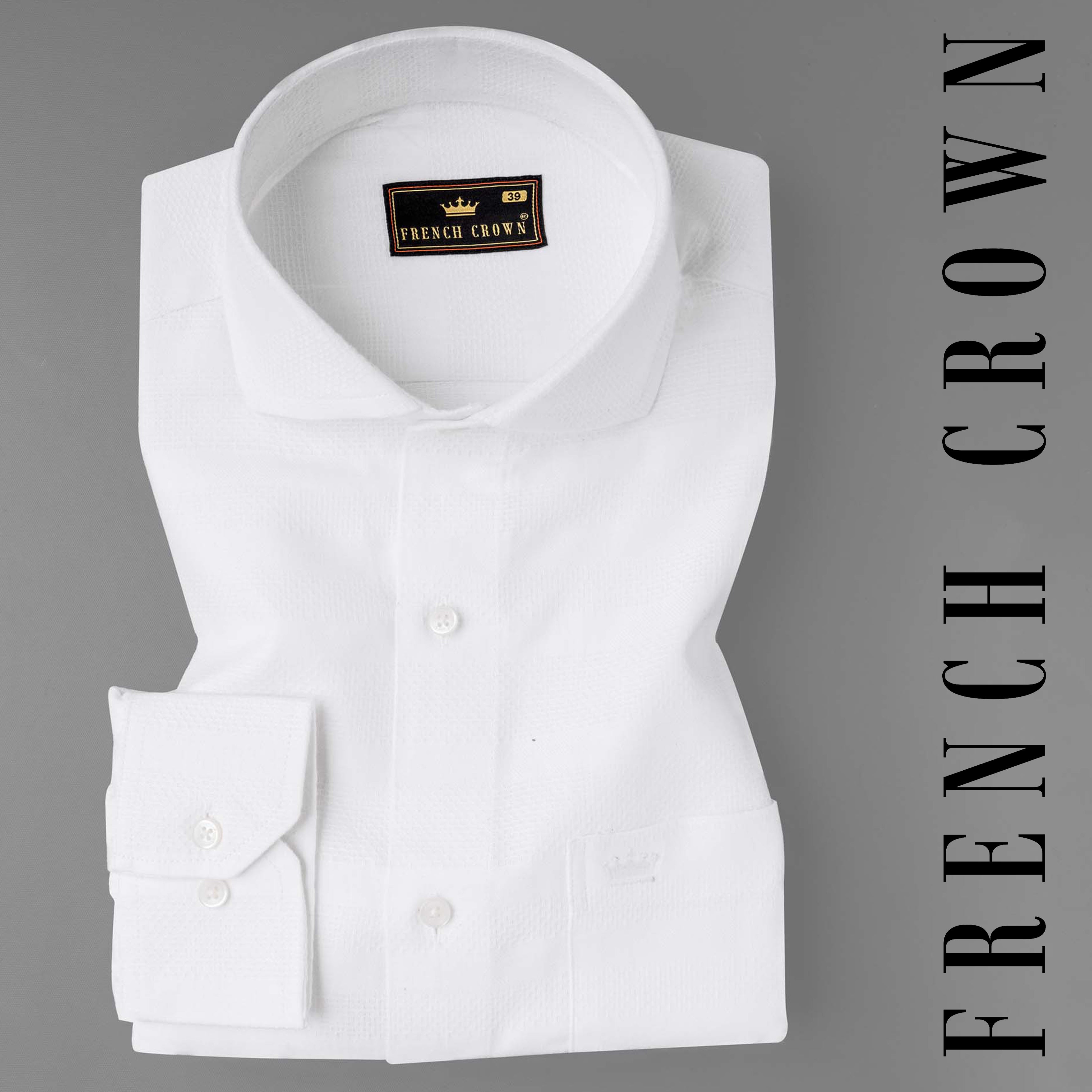 Bright White Dobby Textured Premium Giza Cotton Shirt