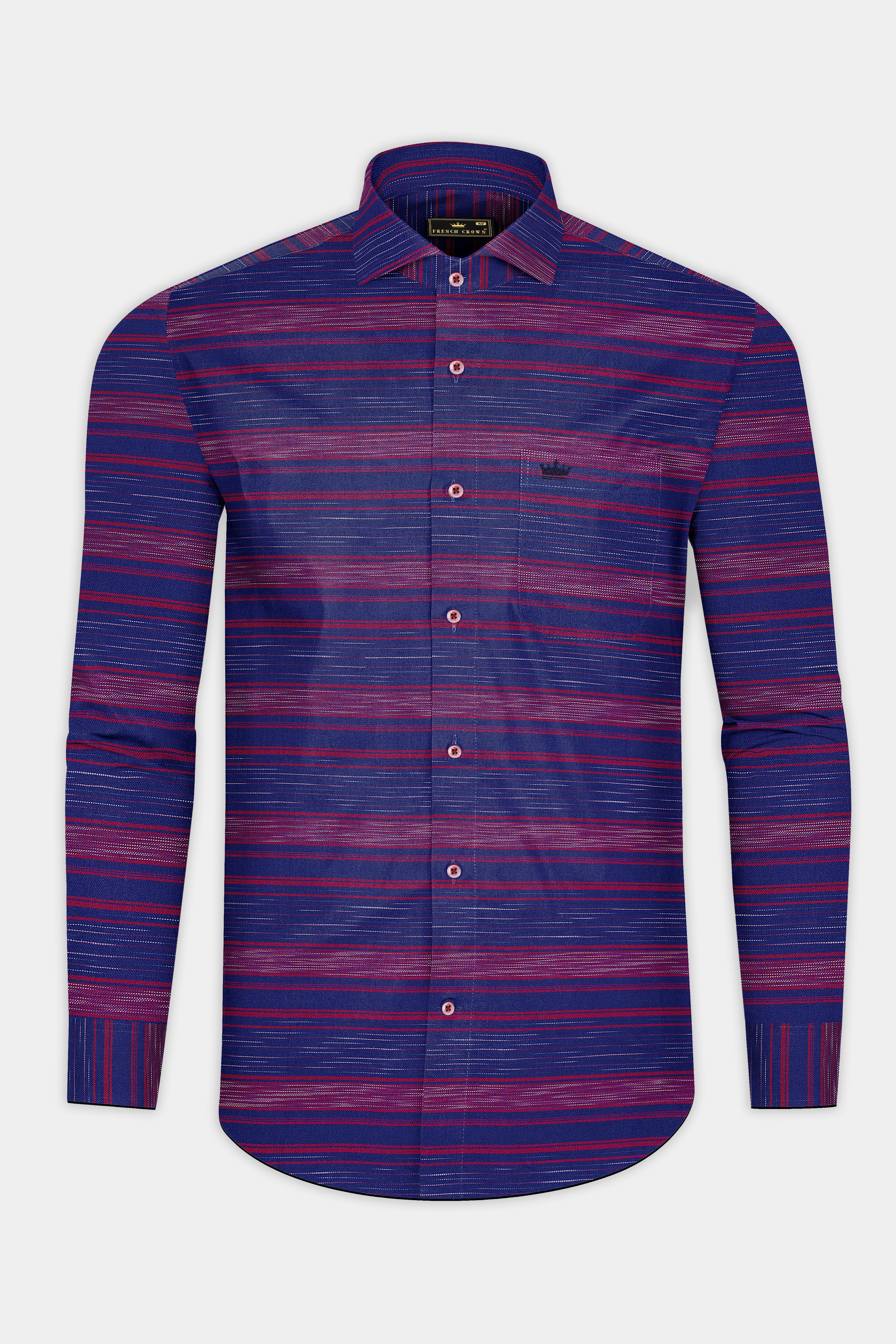 Jacarta Blue Striped Dobby Textured Premium Giza Cotton Shirt