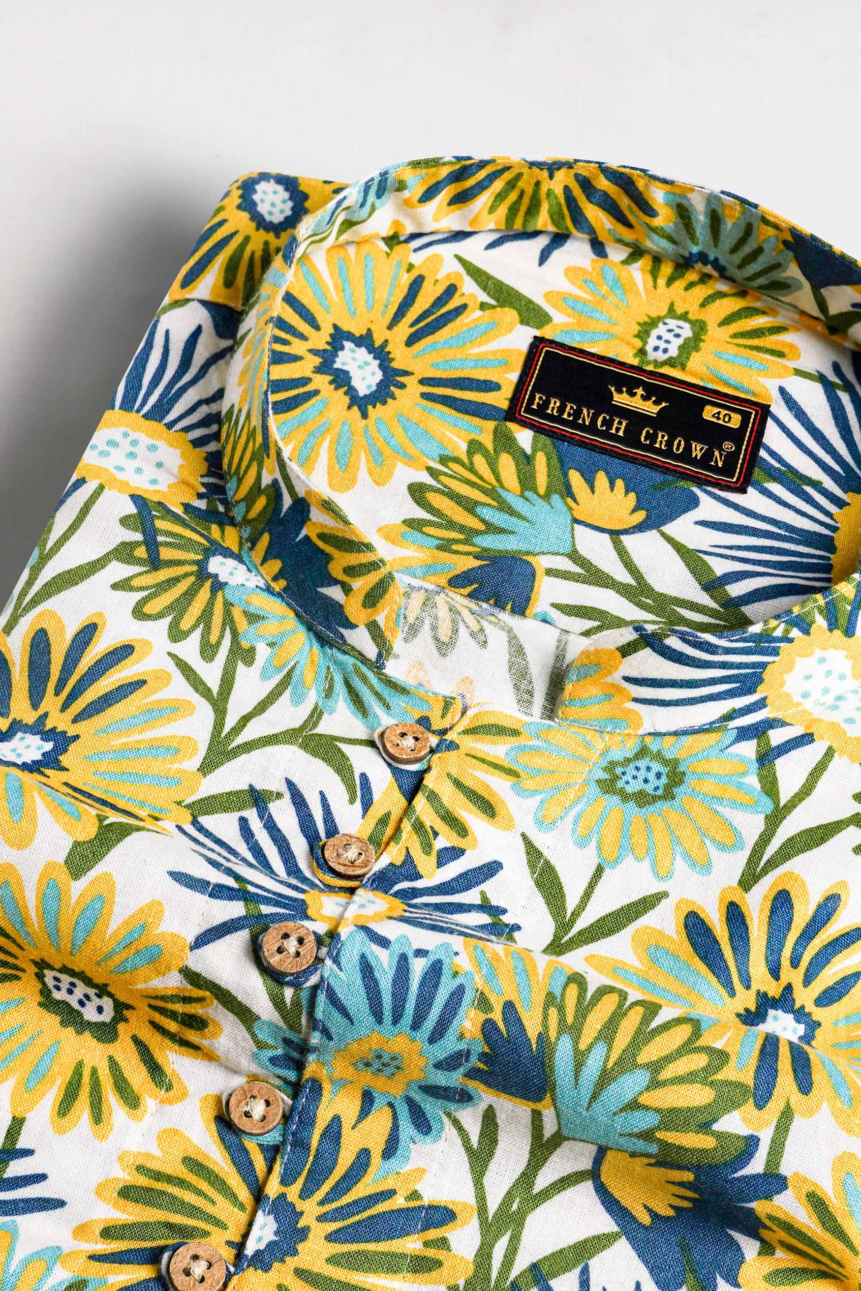 Sweetcorn Yellow with Bright White Multicolour Floral Printed Hand Painted Royal Oxford Kurta Designer Shirt 6235-KS-ART-38, 6235-KS-ART-H-38, 6235-KS-ART-39, 6235-KS-ART-H-39, 6235-KS-ART-40, 6235-KS-ART-H-40, 6235-KS-ART-42, 6235-KS-ART-H-42, 6235-KS-ART-44, 6235-KS-ART-H-44, 6235-KS-ART-46, 6235-KS-ART-H-46, 6235-KS-ART-48, 6235-KS-ART-H-48, 6235-KS-ART-50, 6235-KS-ART-H-50, 6235-KS-ART-52, 6235-KS-ART-H-52