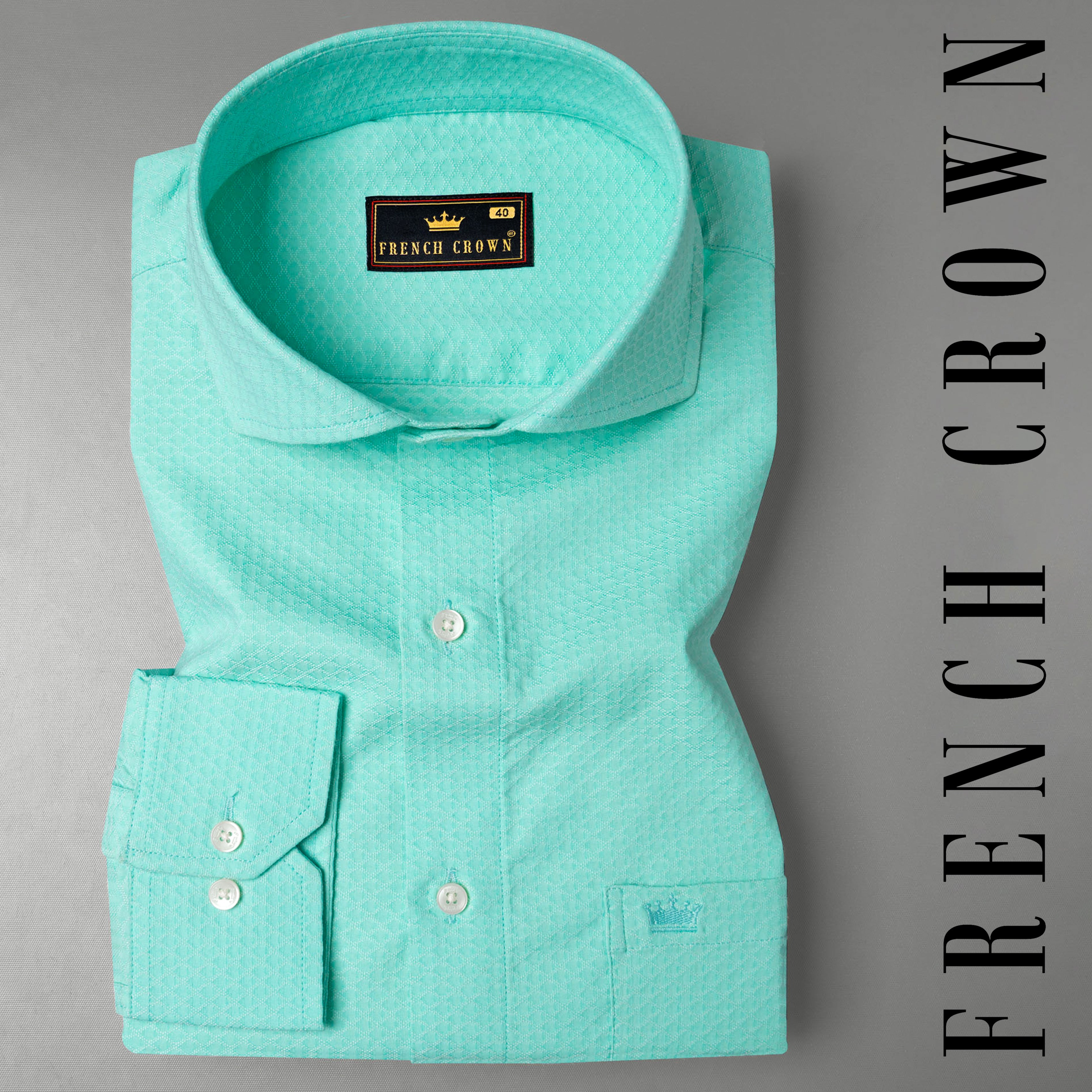 Mint Dobby Textured Premium Giza Cotton Shirt