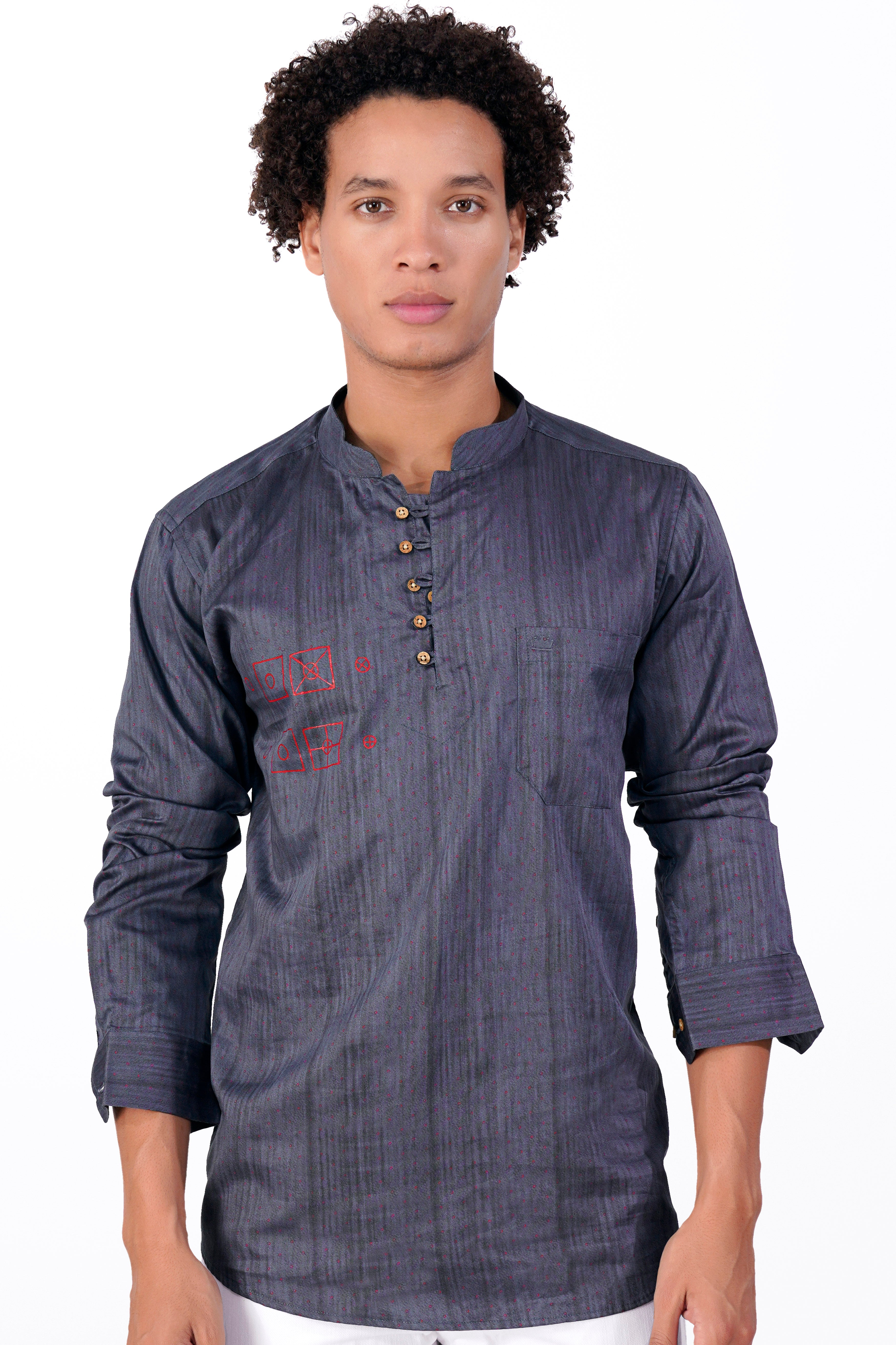 Comet Gray with Cognac Red Hand Painted Super Soft Premium Cotton Designer Kurta Shirt 6281-KS-ART-38, 6281-KS-ART-H-38, 6281-KS-ART-39, 6281-KS-ART-H-39, 6281-KS-ART-40, 6281-KS-ART-H-40, 6281-KS-ART-42, 6281-KS-ART-H-42, 6281-KS-ART-44, 6281-KS-ART-H-44, 6281-KS-ART-46, 6281-KS-ART-H-46, 6281-KS-ART-48, 6281-KS-ART-H-48, 6281-KS-ART-50, 6281-KS-ART-H-50, 6281-KS-ART-52, 6281-KS-ART-H-52