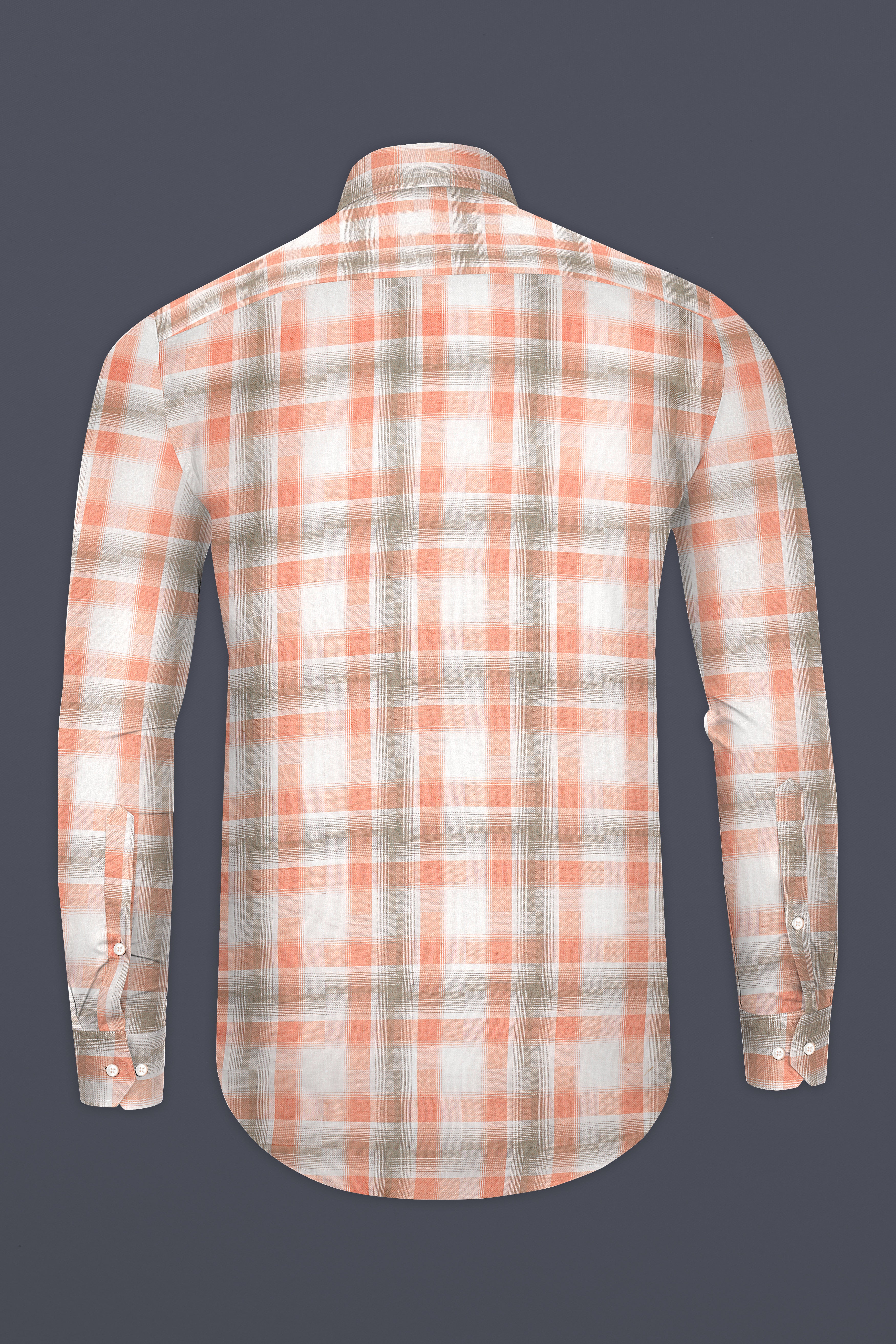 Beaver Brown and Zinnwaldite Twill Checkered Premium Cotton Shirt
