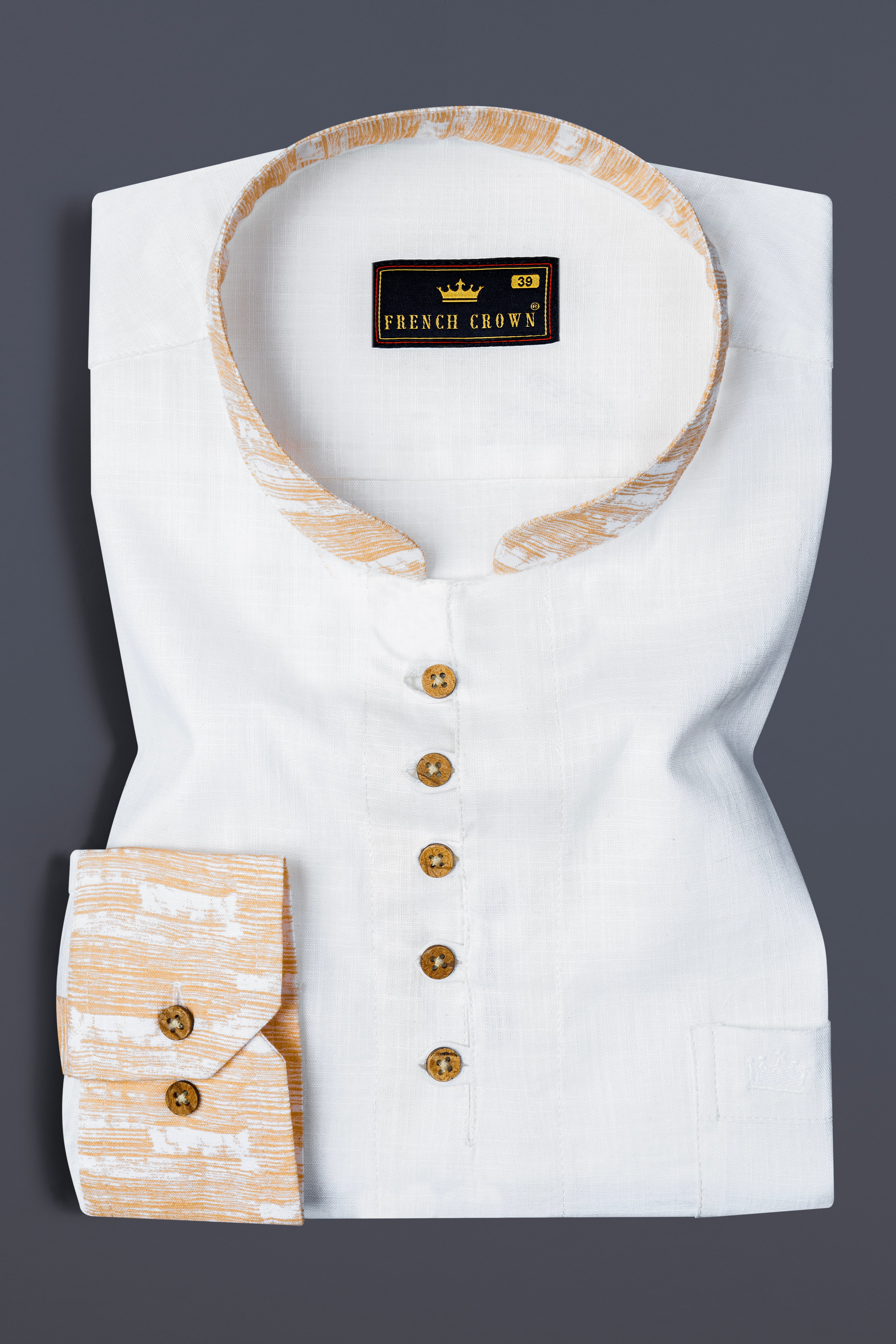 Bright White Luxurious Linen Kurta Shirt