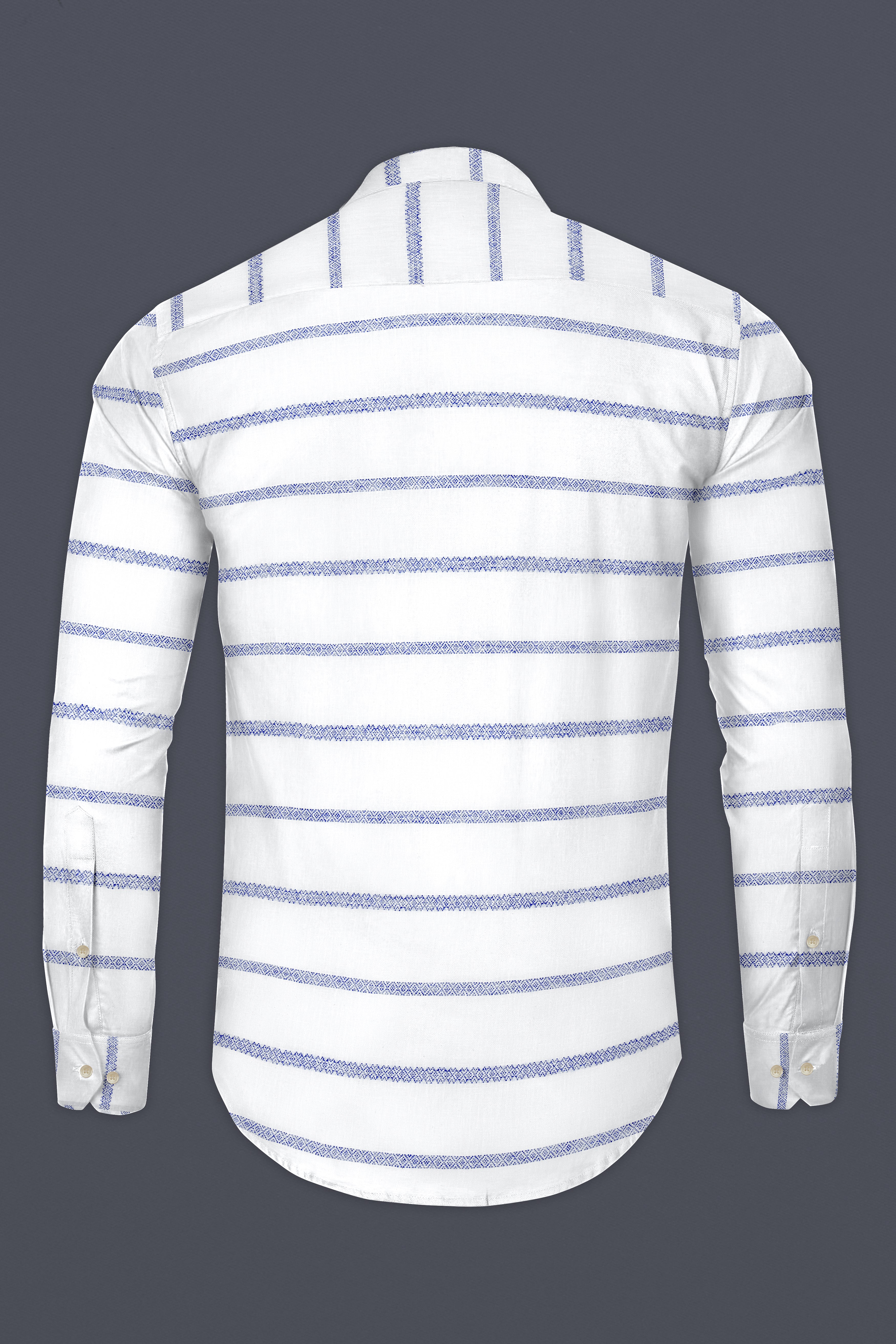 Bright White Striped Luxurious Linen Kurta Shirt