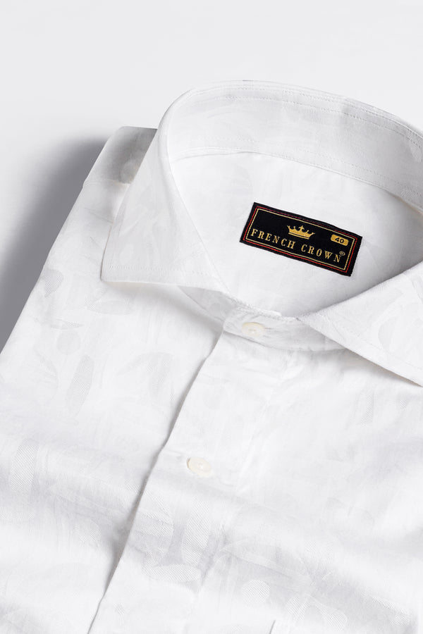 Milk White Jacquard Textured Premium Giza Cotton Shirt